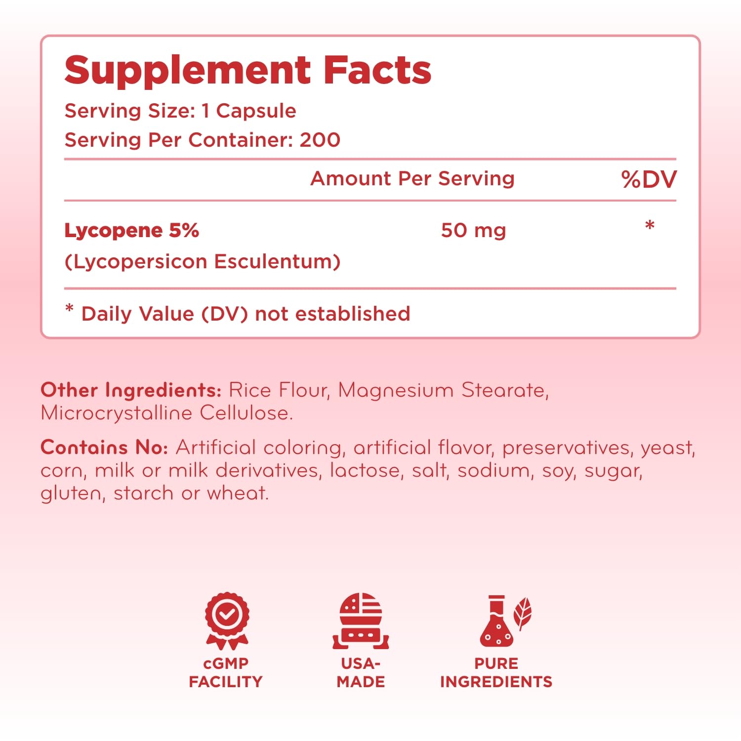 Clear Formulas Lycopene Supplement 50mg capsules on a wooden table