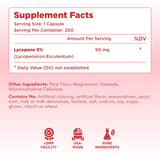 Clear Formulas Lycopene Supplement 50mg capsules on a wooden table