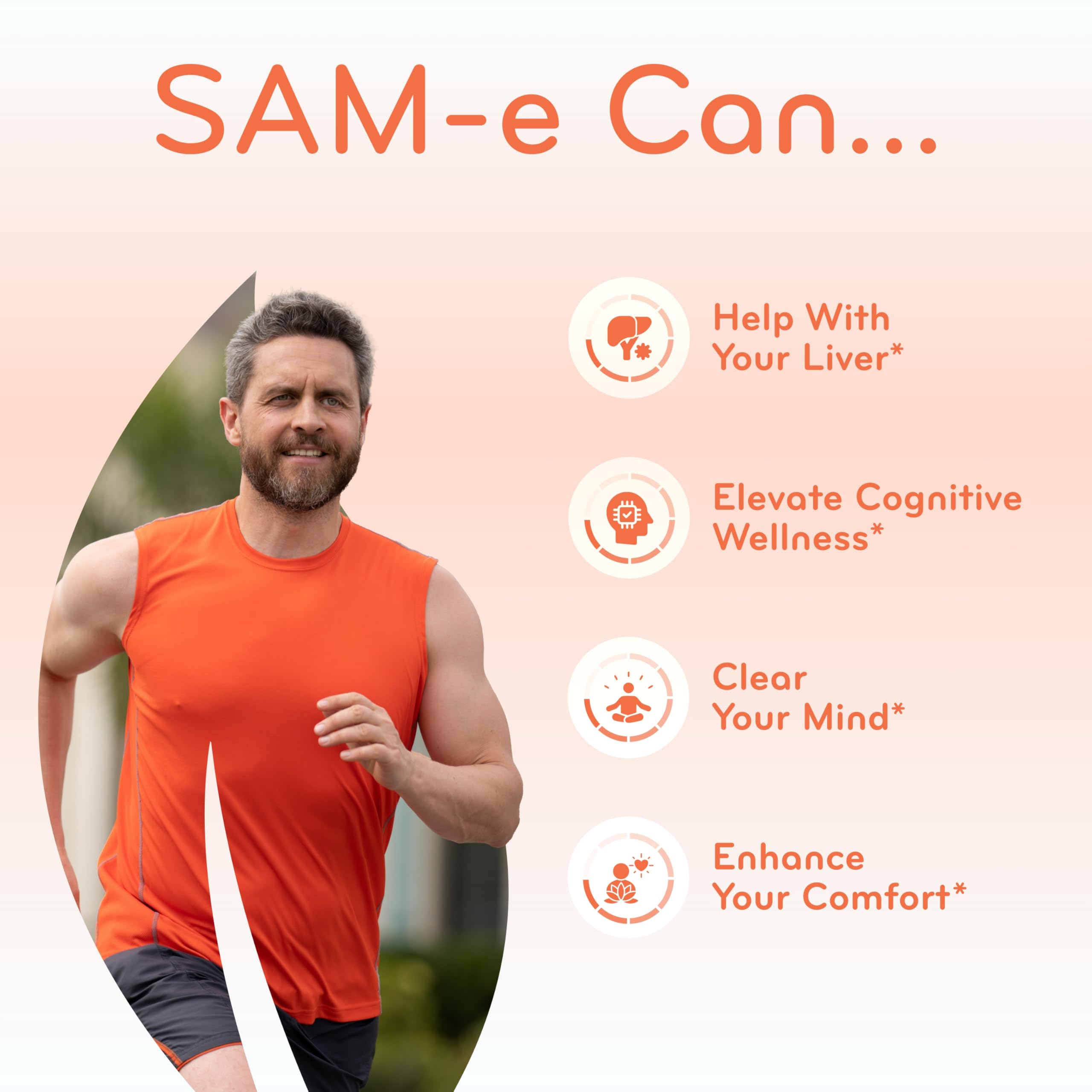 Clear Formulas SAMe 500mg supplement bottle top view