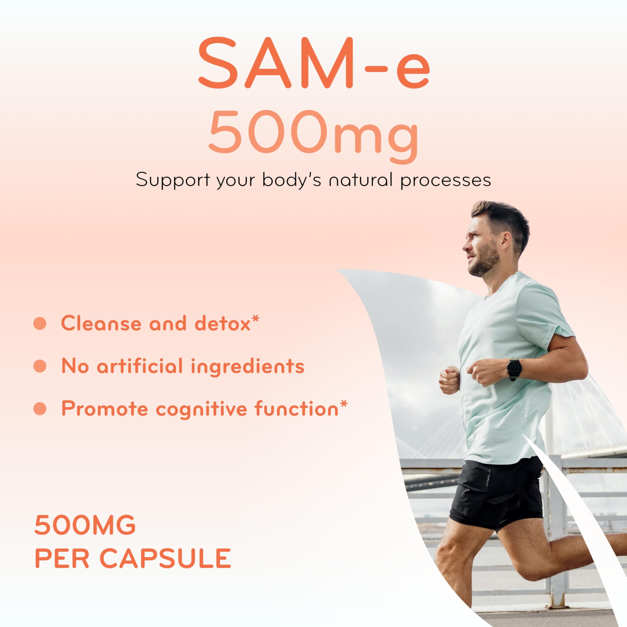 Clear Formulas SAMe 500mg supplement capsule in hand