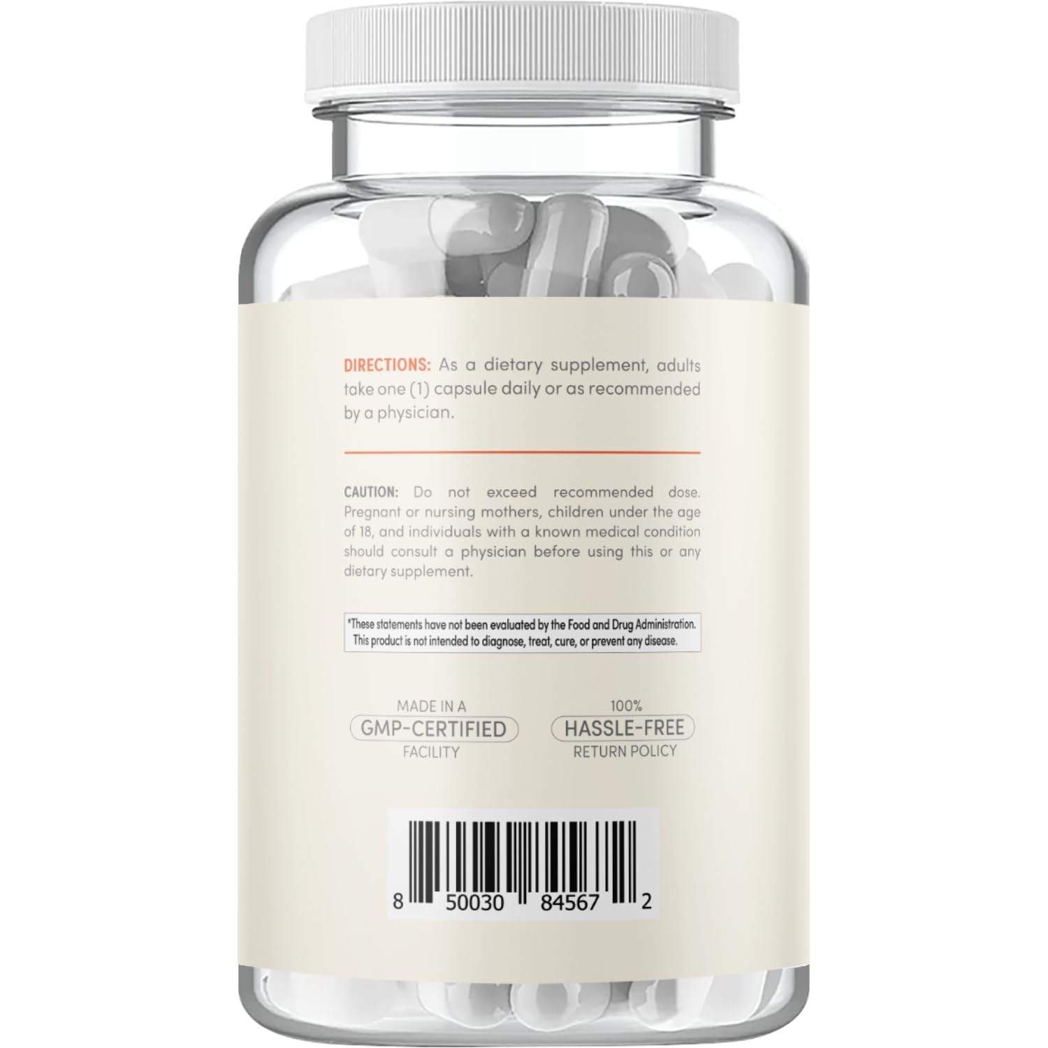 Clear Formulas SAMe Supplement 500mg capsules back view