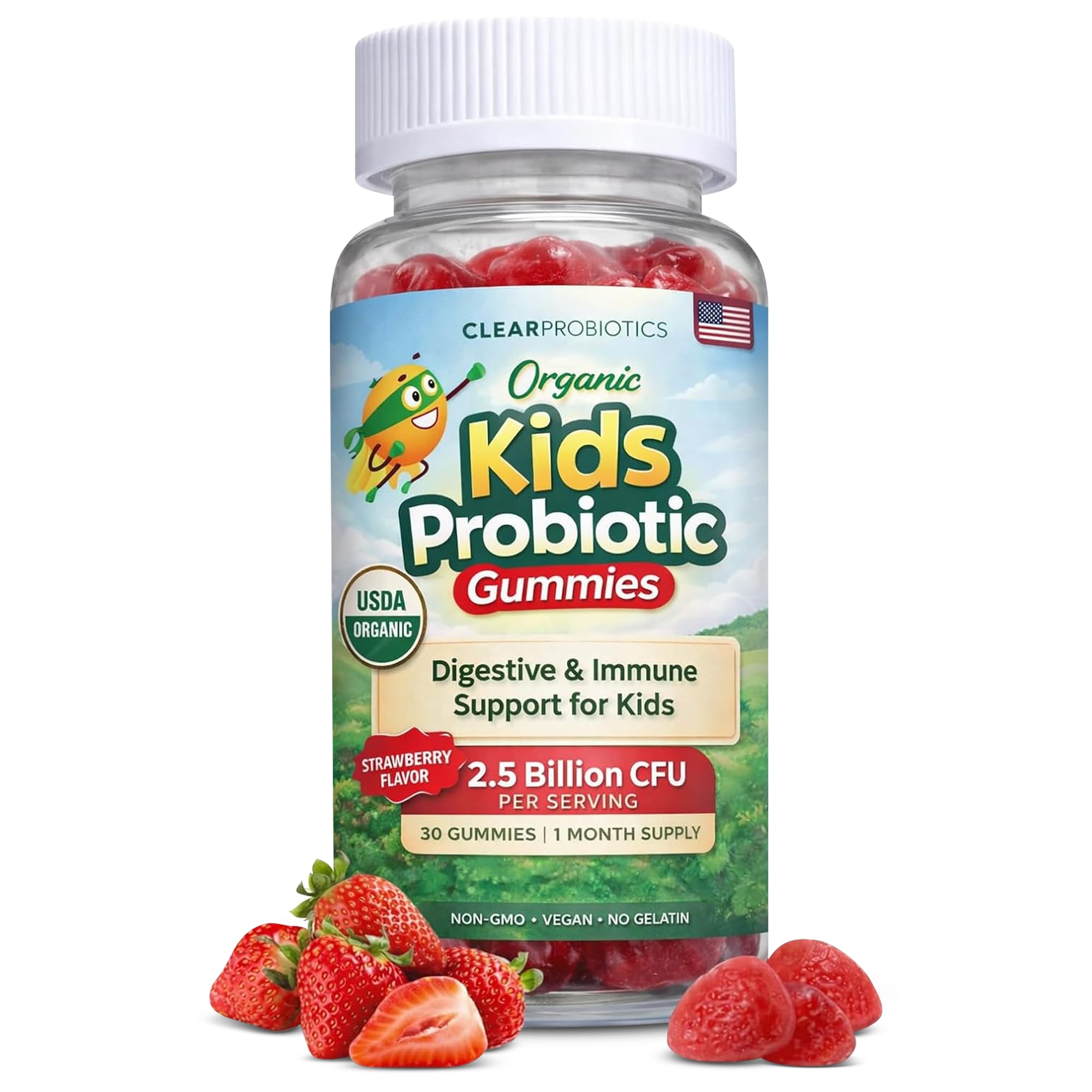 Clear Probiotics Clear Buddy Probiotic Gummies front view packaging