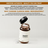 CLENVIA NMN + Resveratrol bottle with measuring scoop