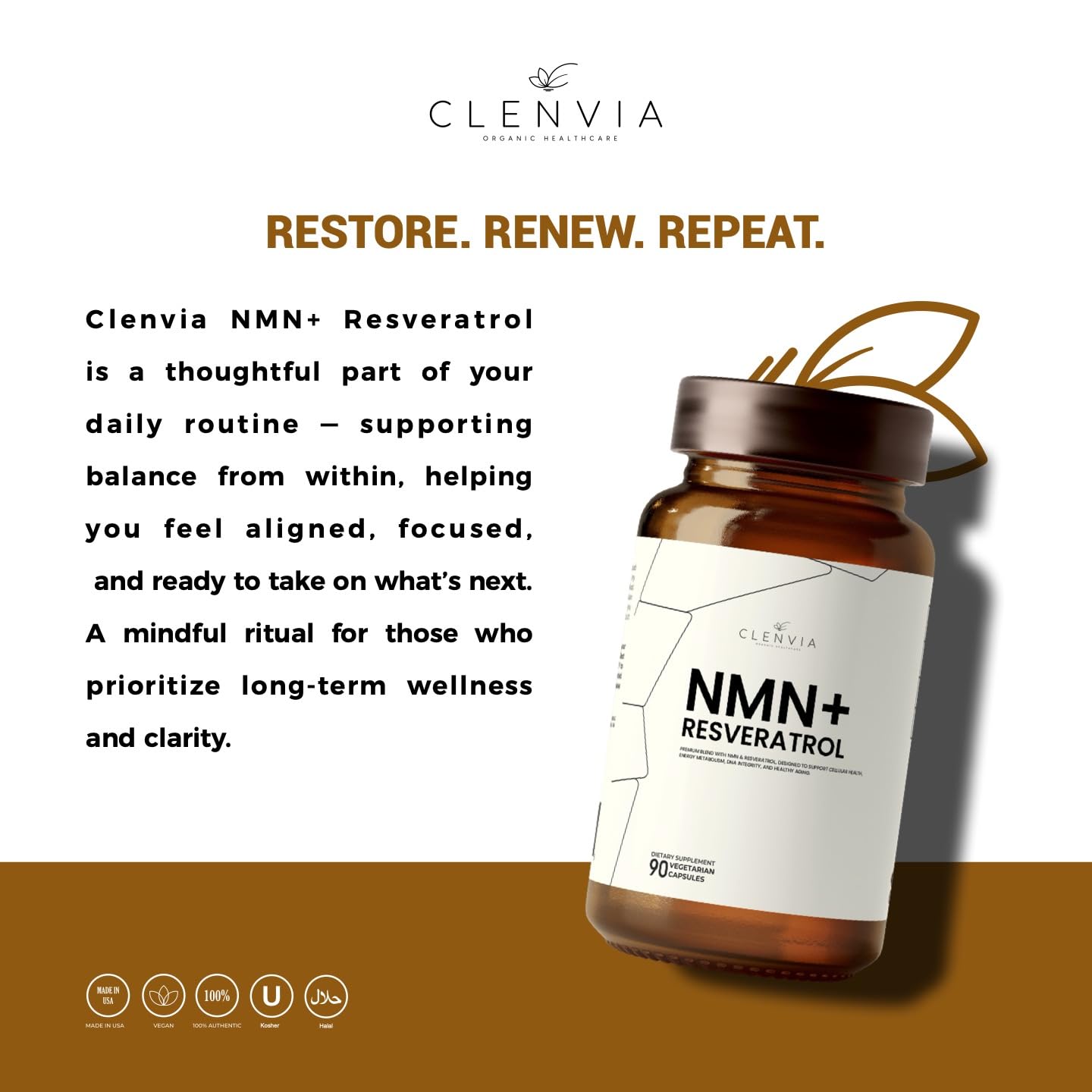 CLENVIA NMN + Resveratrol capsule in hand