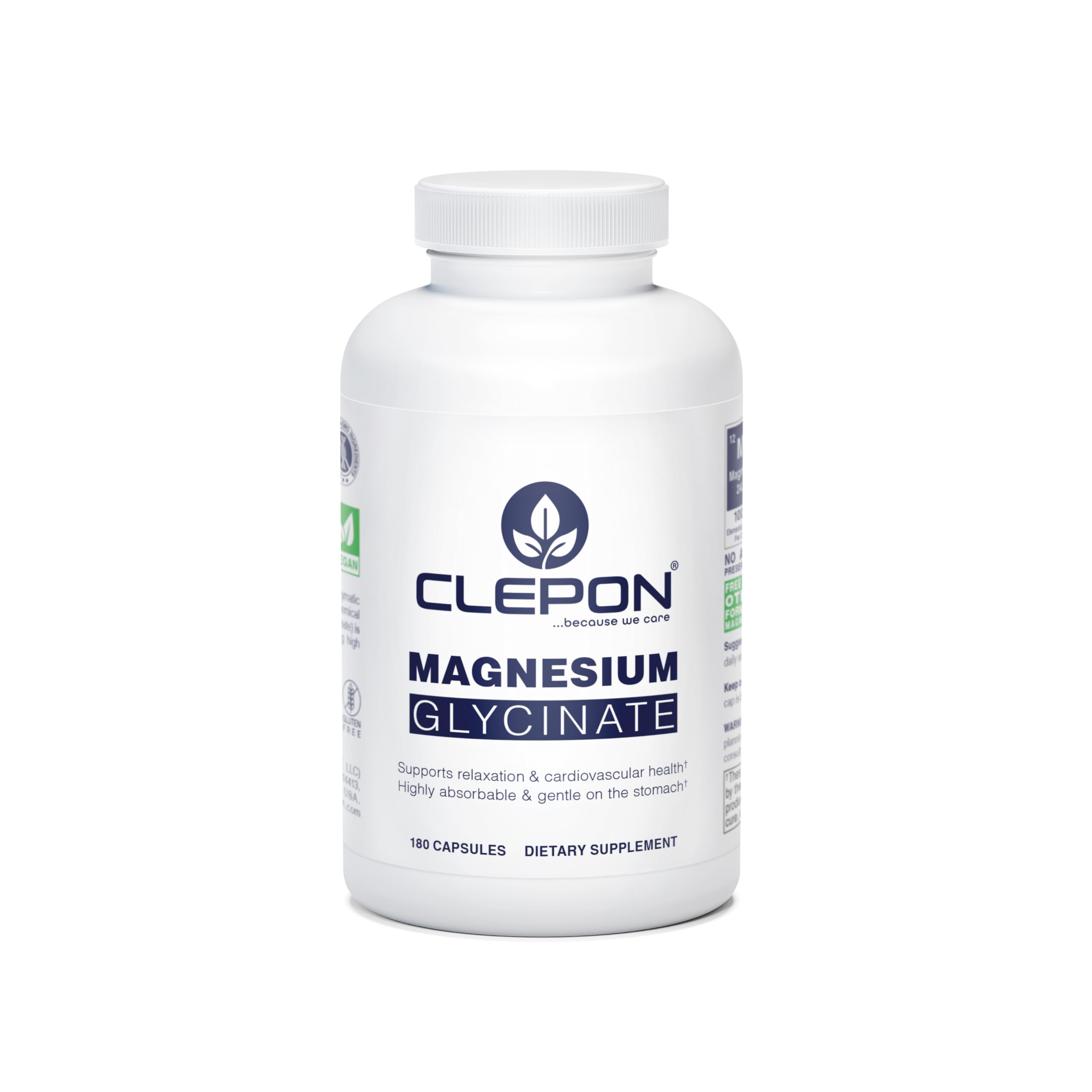 CLEPON Magnesium Glycinate Capsules 180 count front view