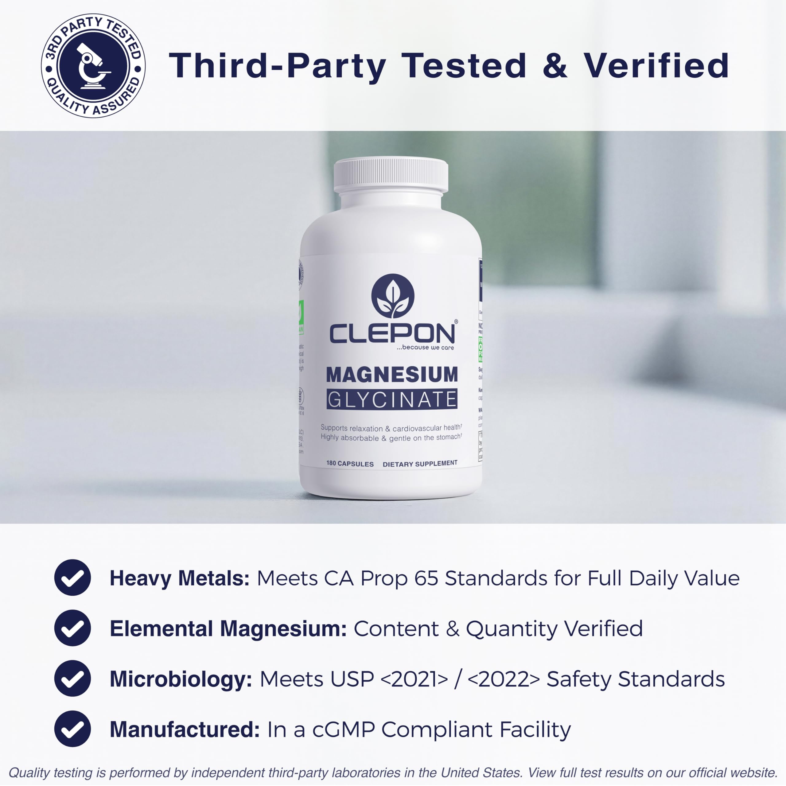 CLEPON Magnesium Glycinate Capsules with a measuring spoon
