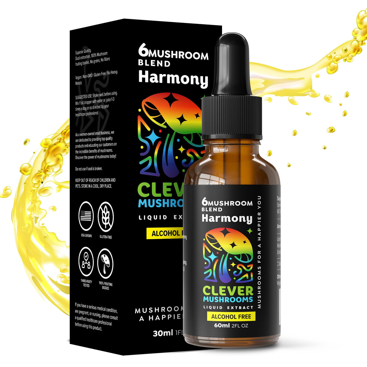CLEVER MUSHROOMS 6 Mushroom Blend Liquid Extract bottle front view