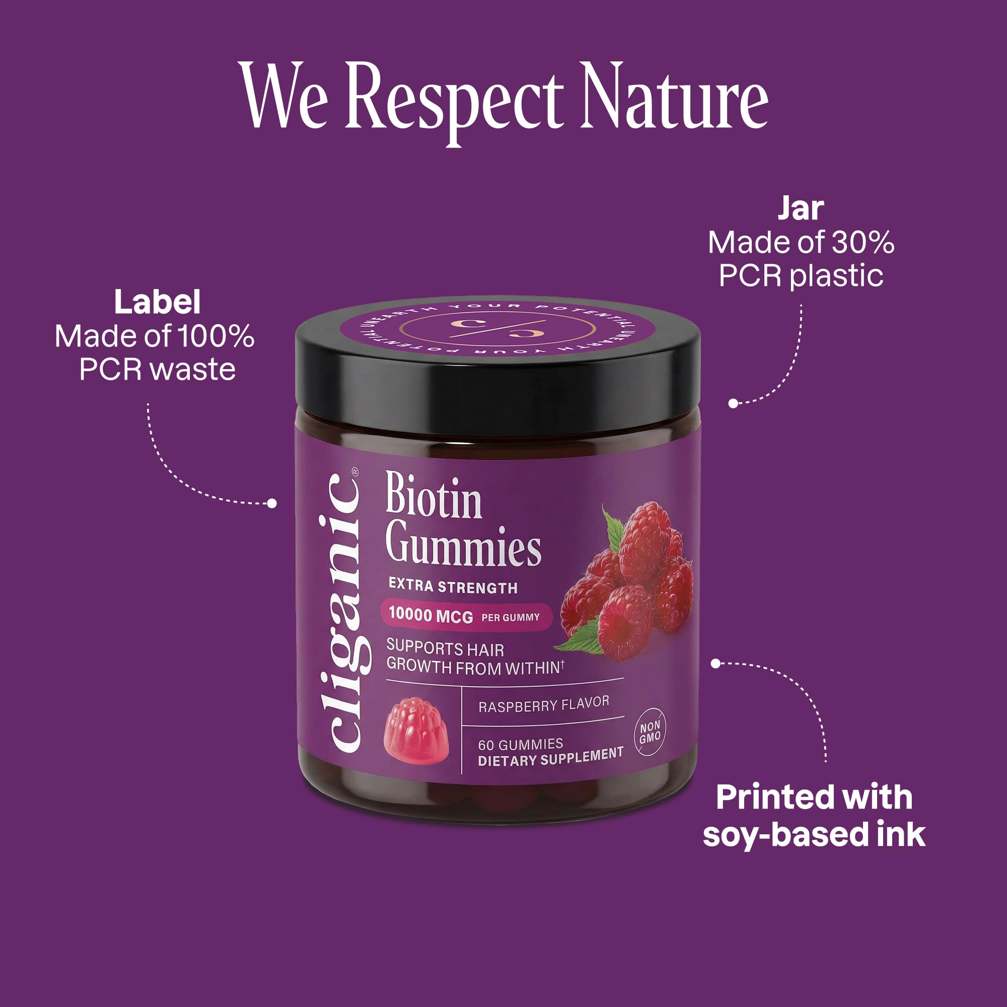 Cliganic Biotin Gummies nutritional label close-up