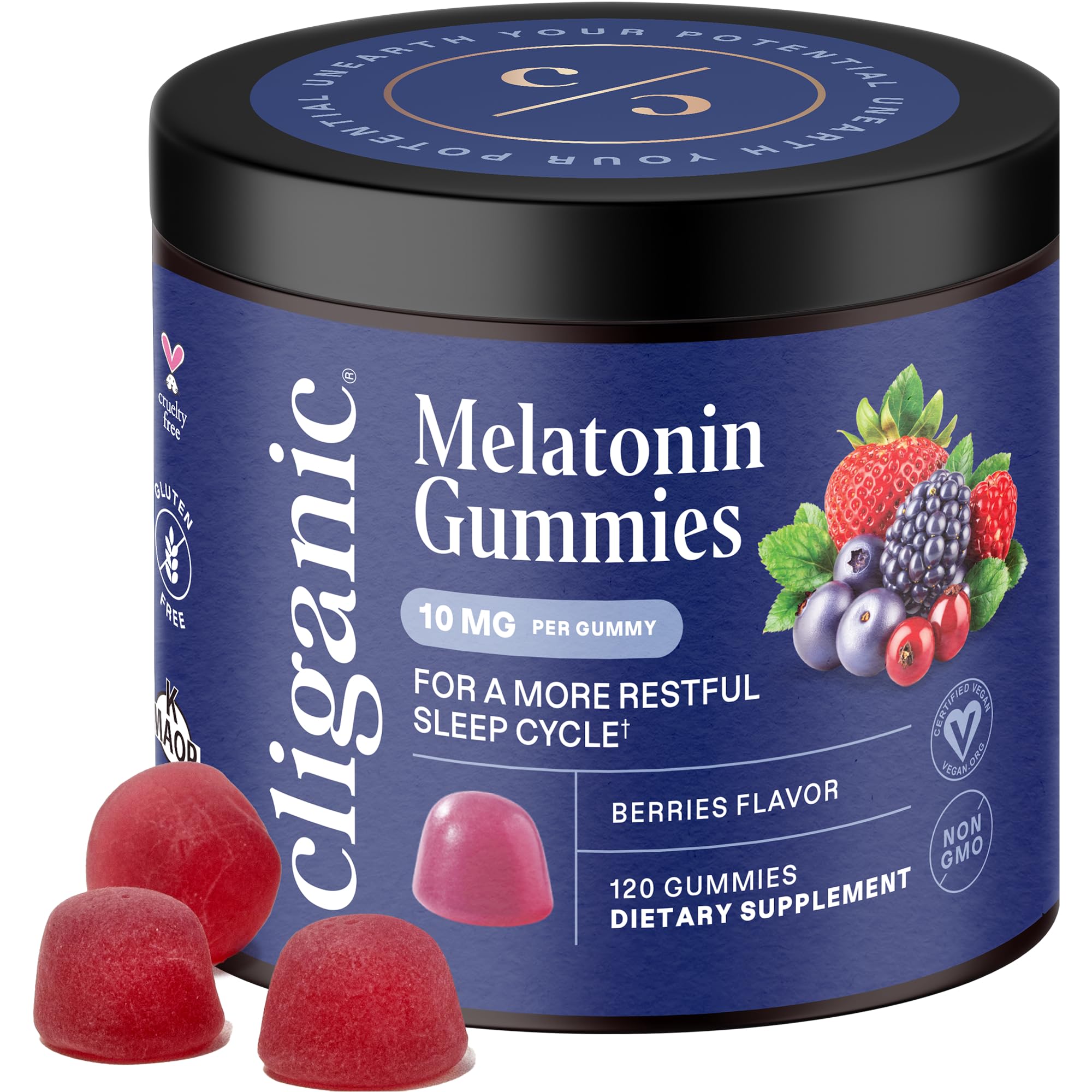 Cliganic Melatonin Sleep Gummies 10mg bottle front view