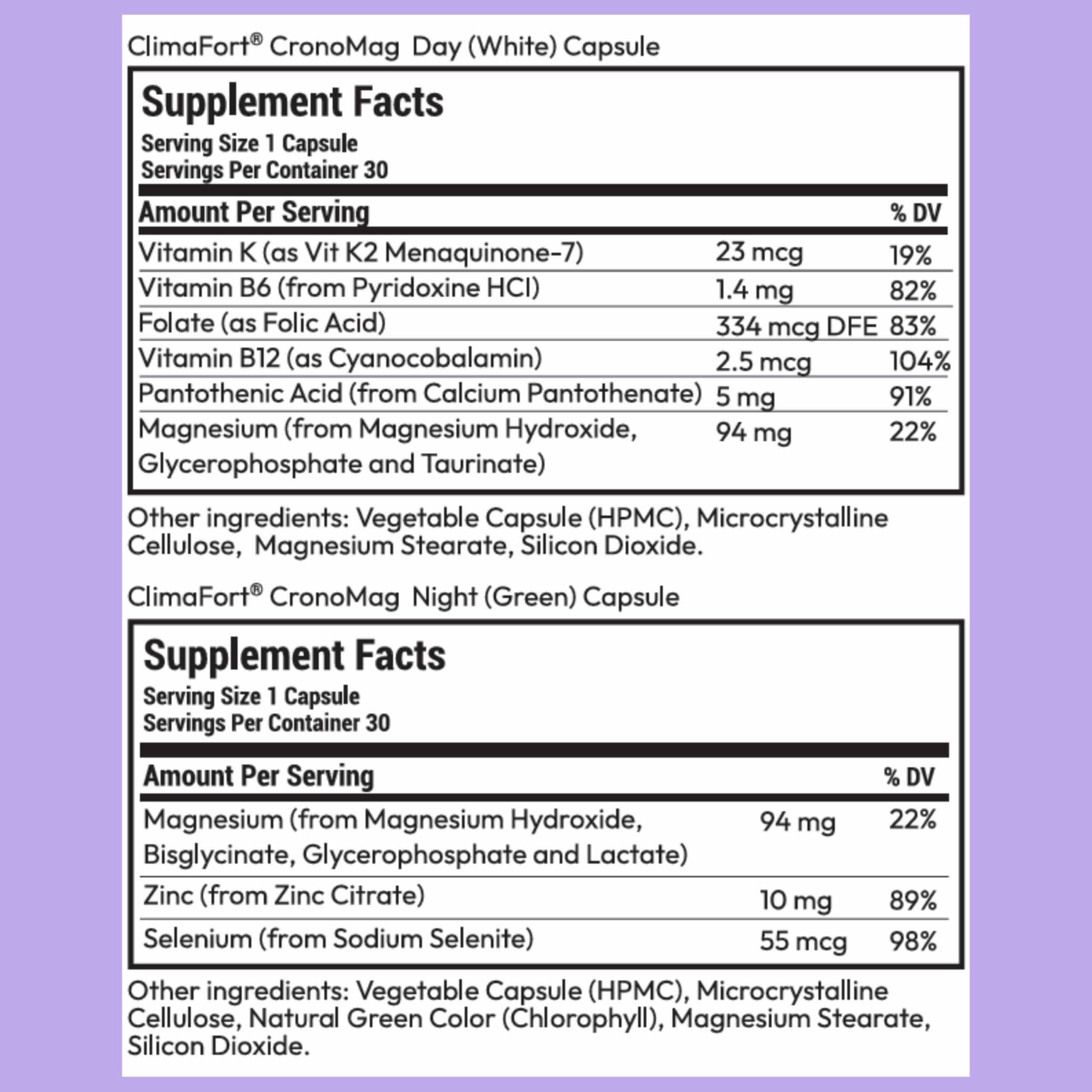 Climafort CronoMag magnesium supplement opened bottle with capsules