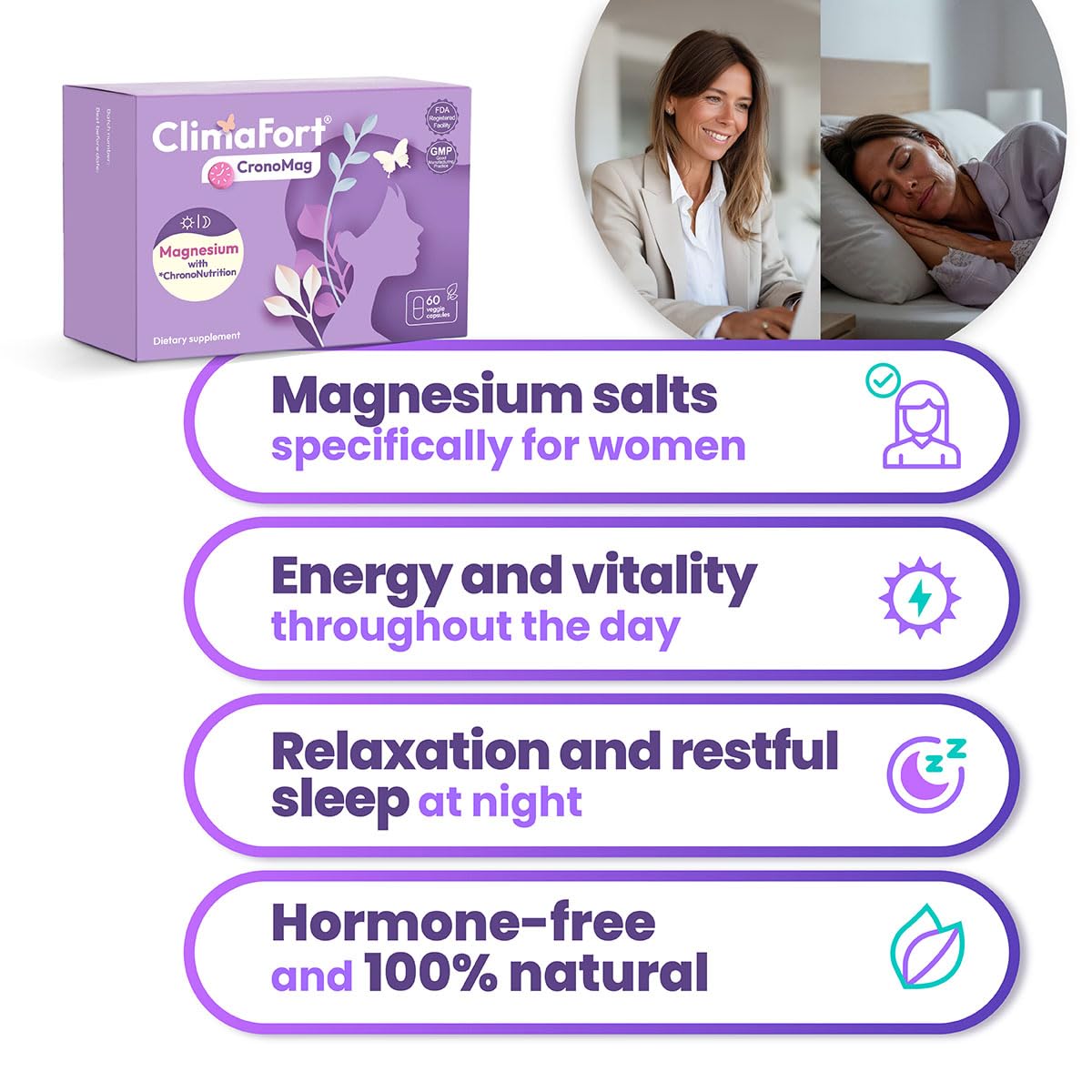 Climafort CronoMag magnesium supplement side view of packaging