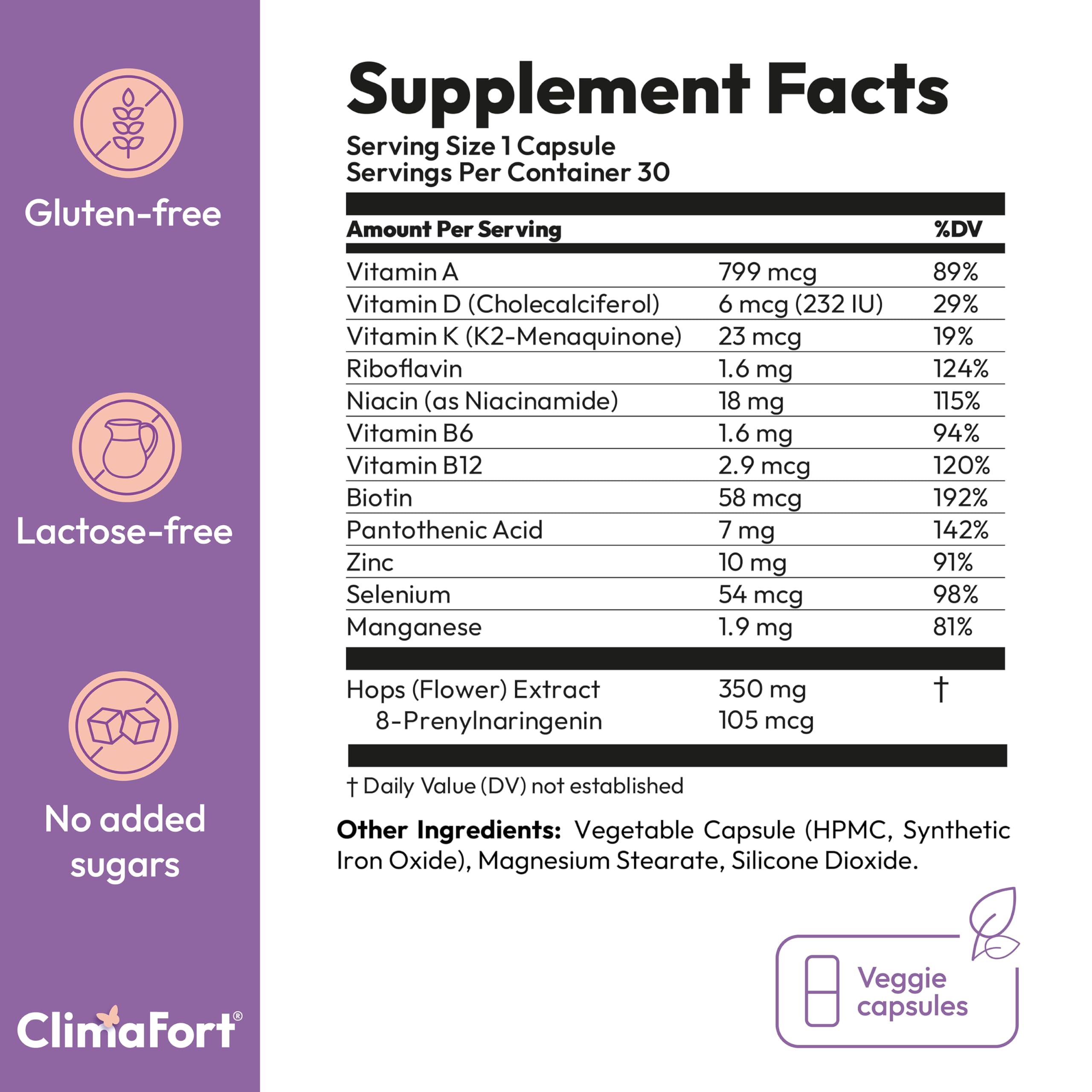 Climafort Menopause Support Capsules with a measuring spoon