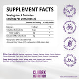 CLIMAX NUTRITION Creatine Monohydrate Gummies on a table with fresh blueberries