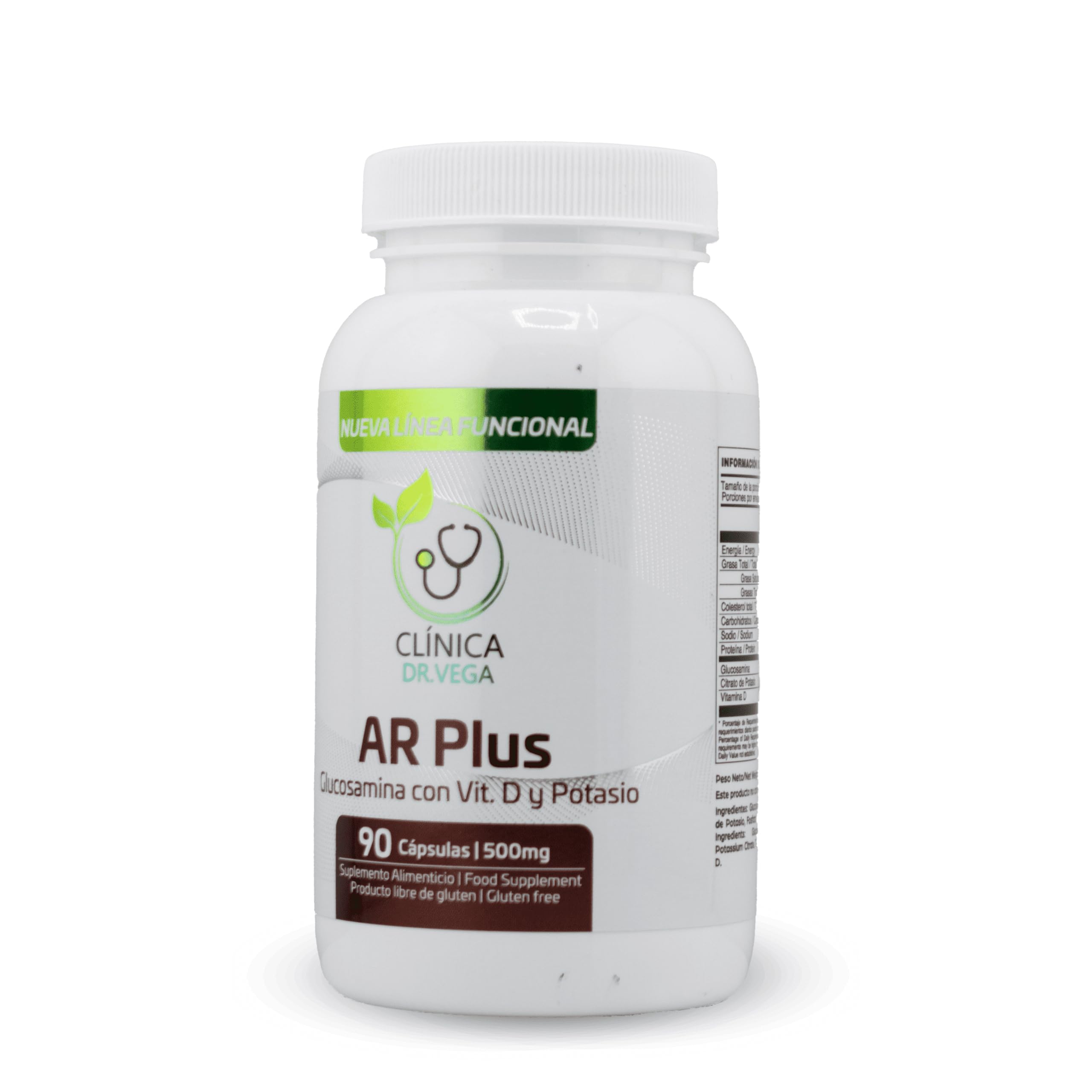 CLÍNICA DR. VEGA AR Plus Vegan D-Glucosamine 90 capsules front view