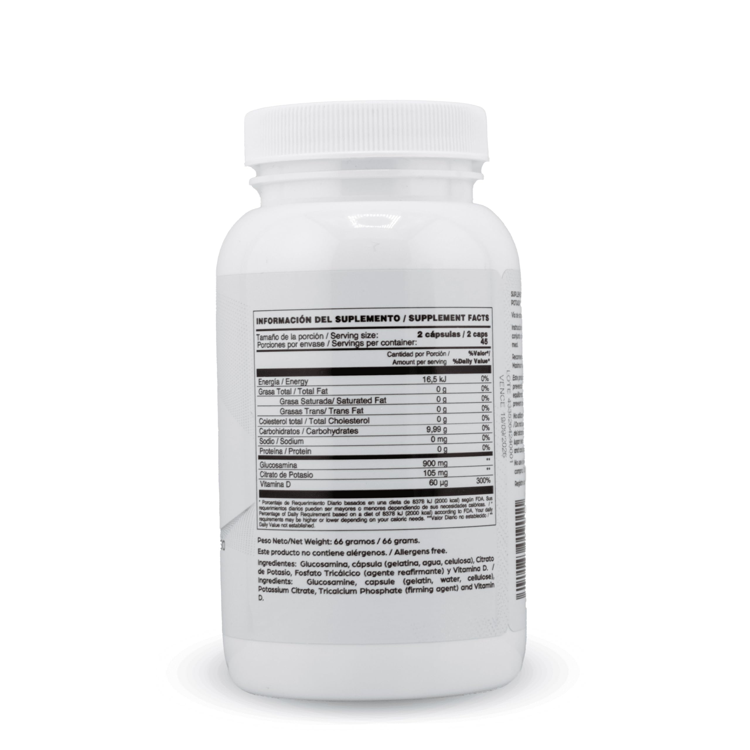 CLÍNICA DR. VEGA AR Plus Vegan D-Glucosamine bottle side view