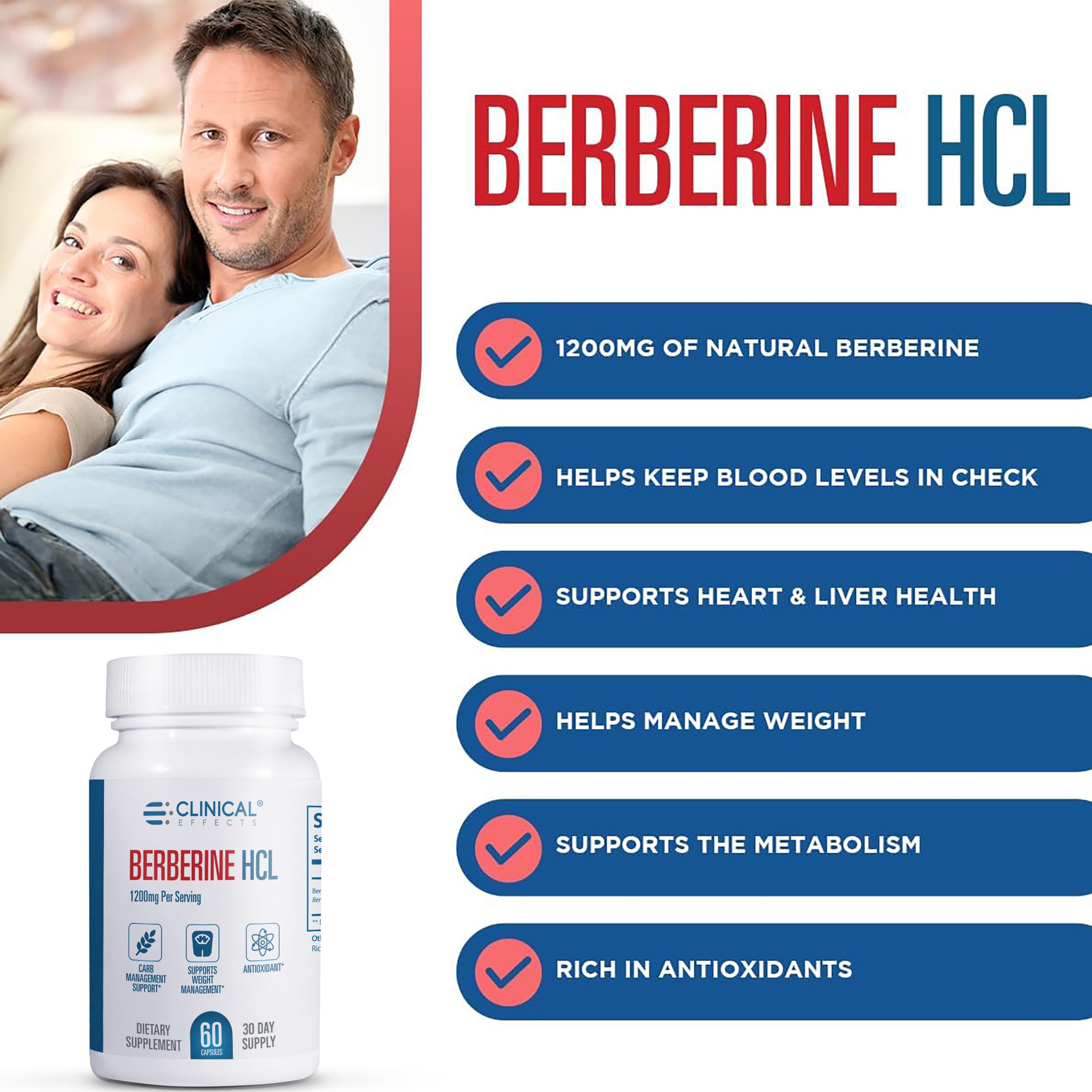 Clinical Effects Berberine HCL Supplement 1200mg ingredients list