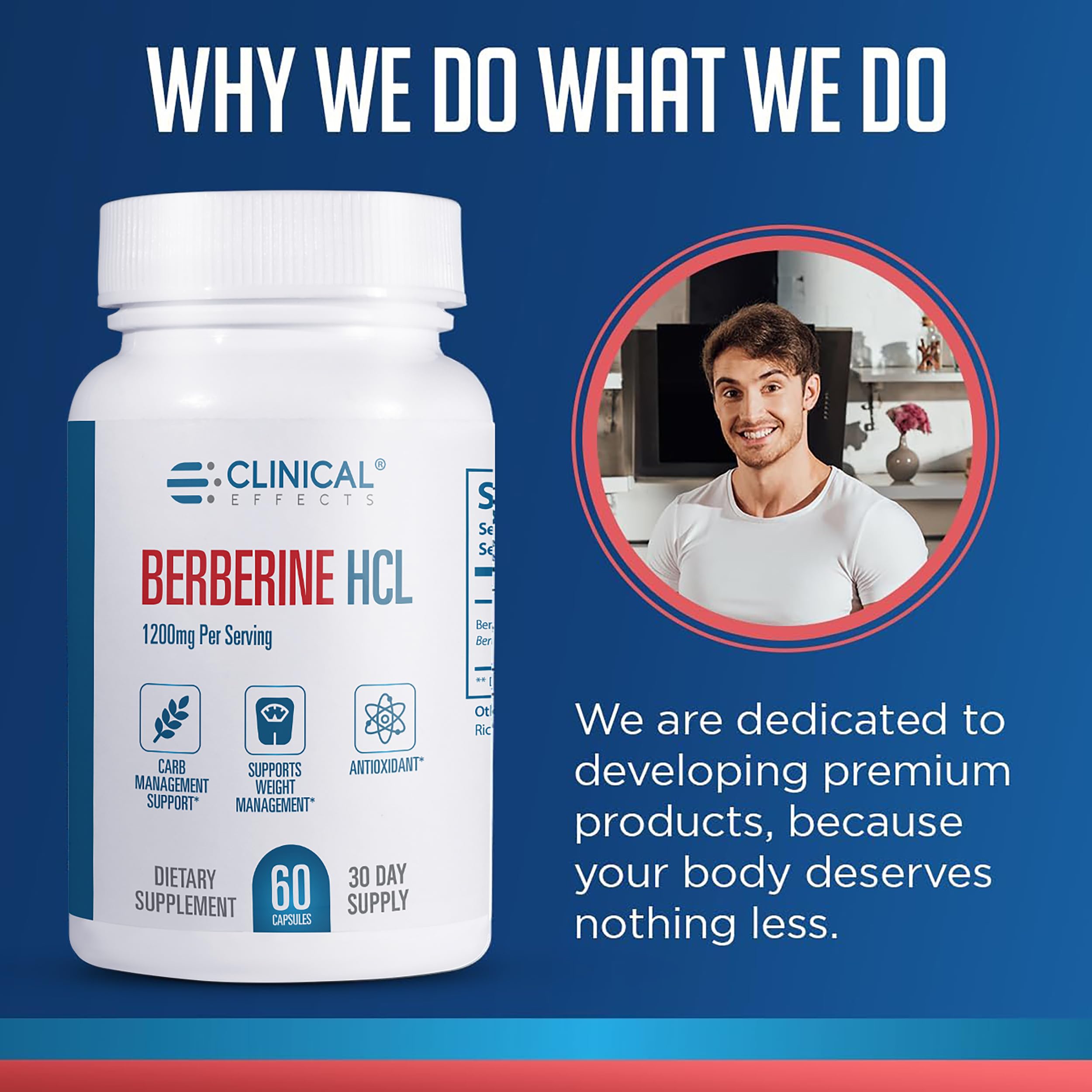 Clinical Effects Berberine HCL Supplement 1200mg packaging
