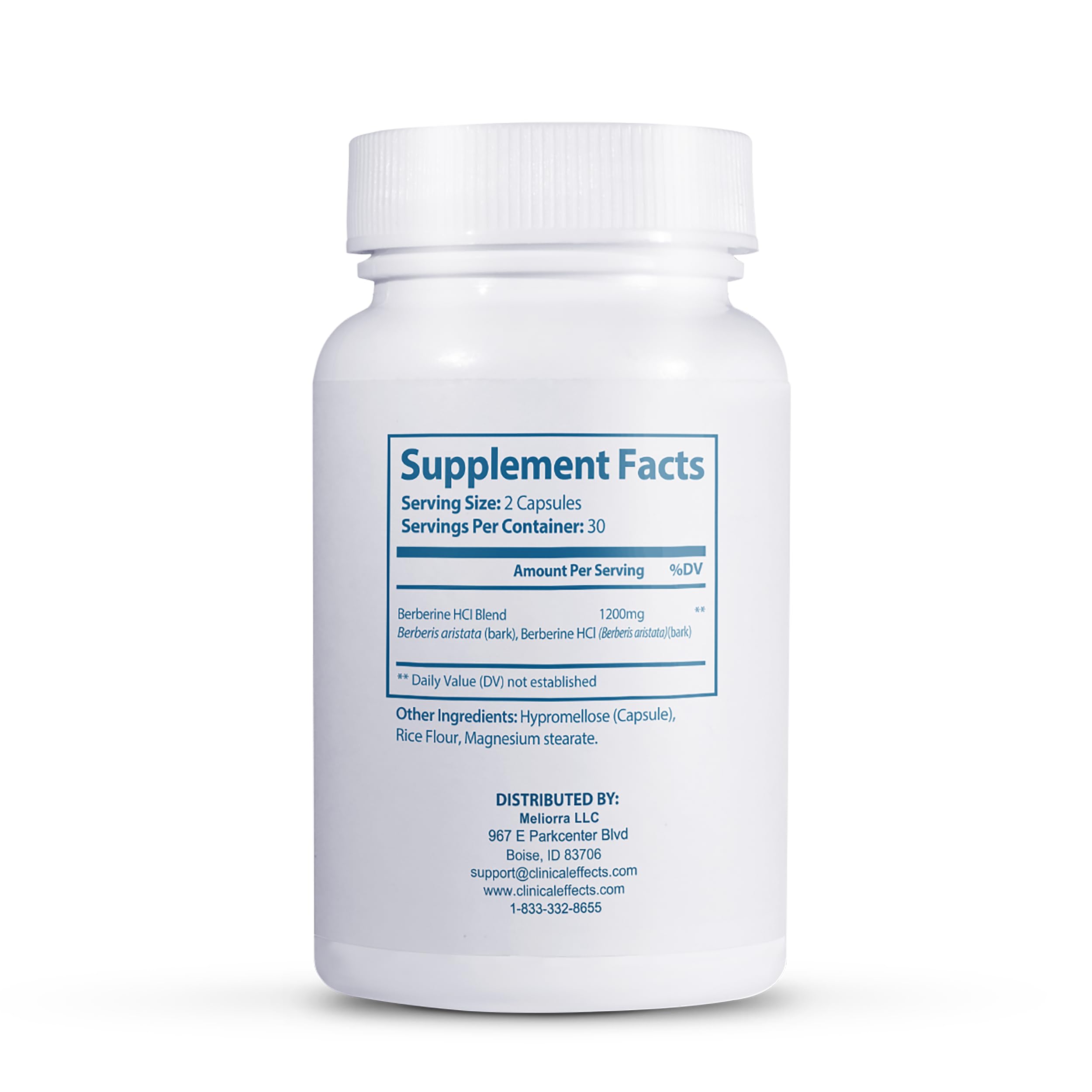 Clinical Effects Berberine HCL Supplement 1200mg side view