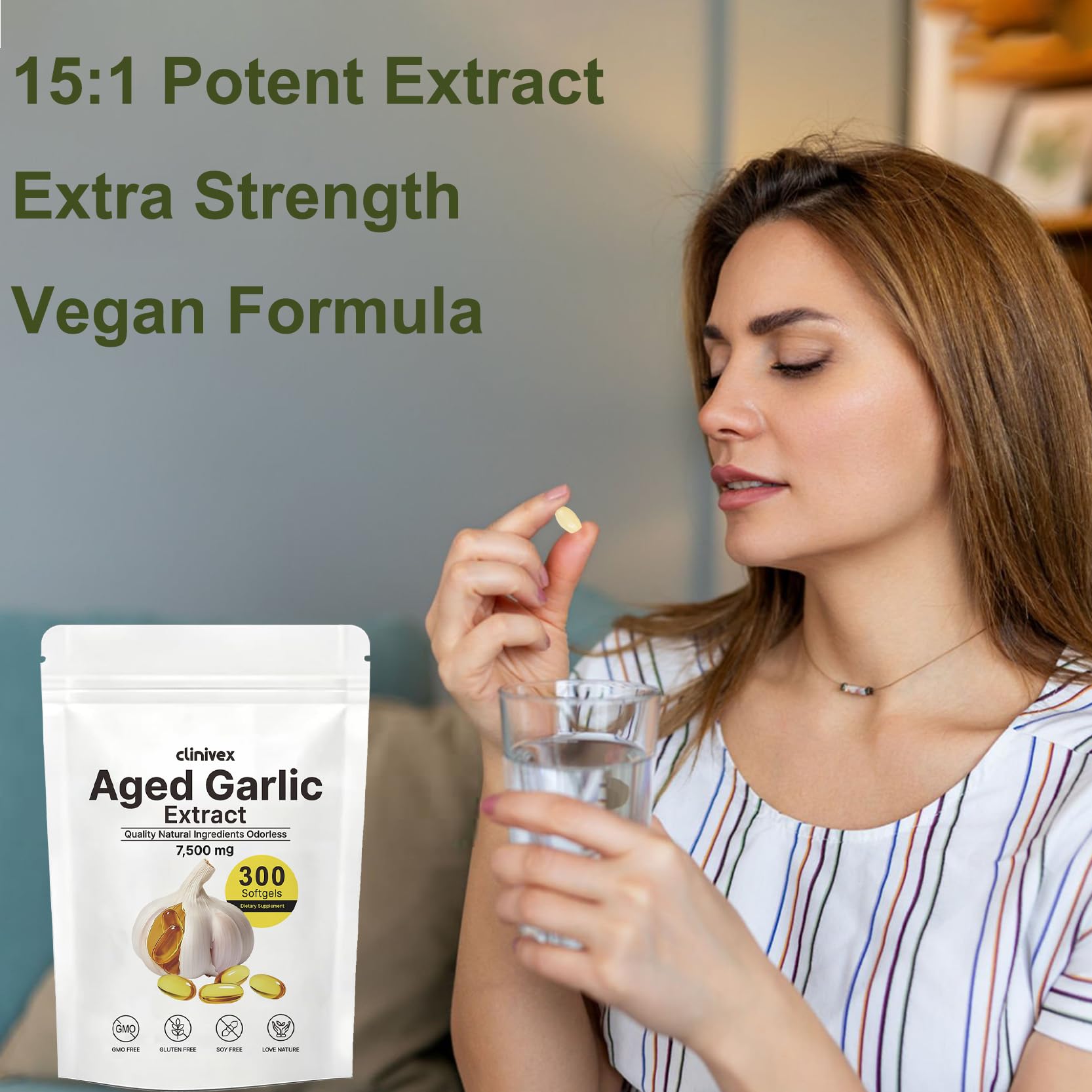 CLINIVEX Aged Garlic Extract Capsules back view