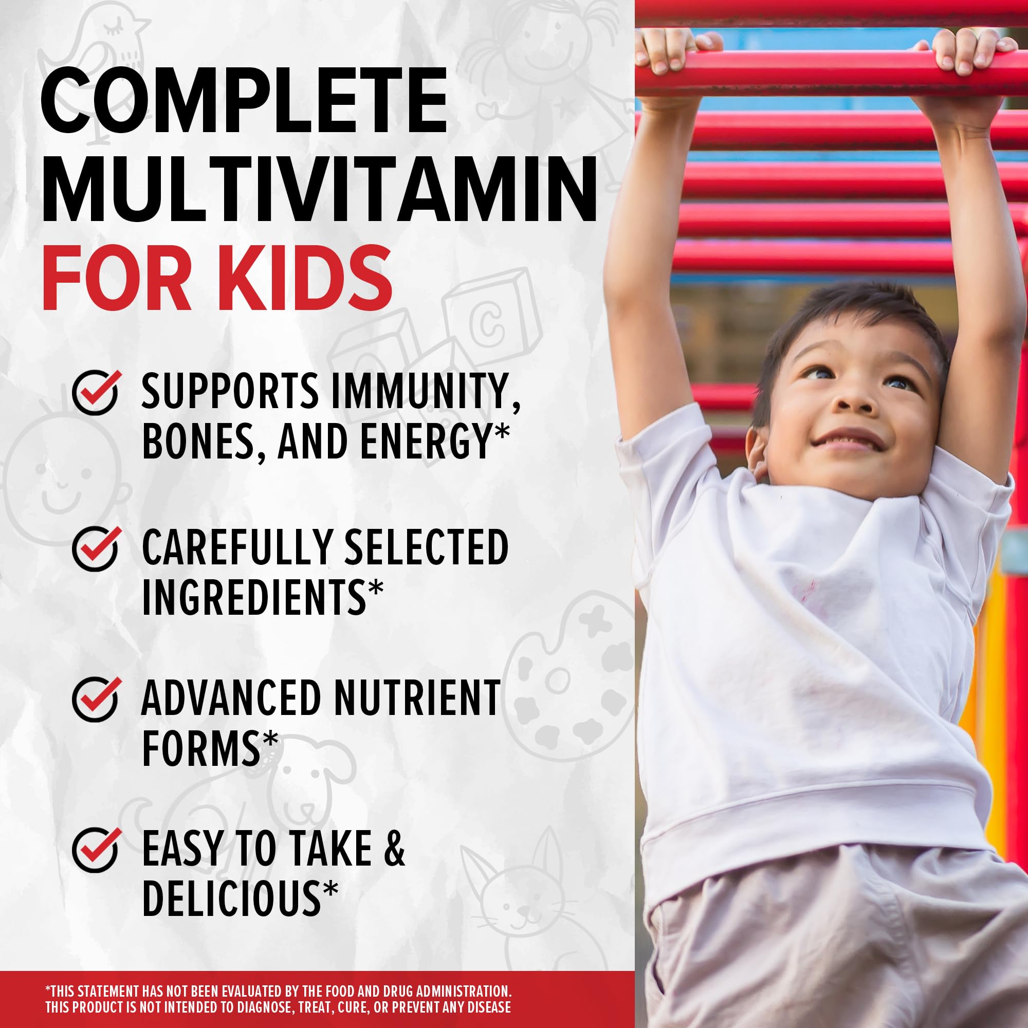 Close-up of 10X Health System Kids’ Multivitamin Gummies with strawberry watermelon flavour