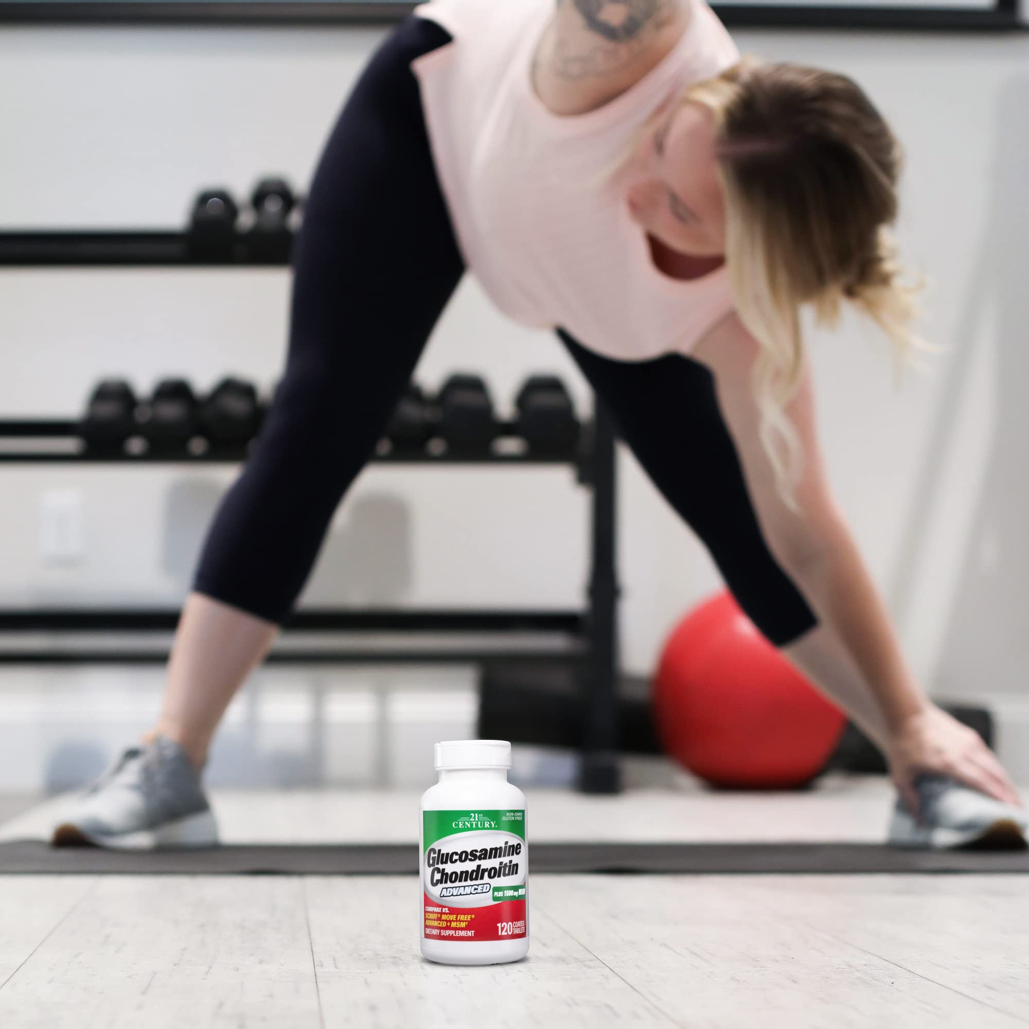 Close-up of 21st Century Glucosamine & Chondroitin tablets