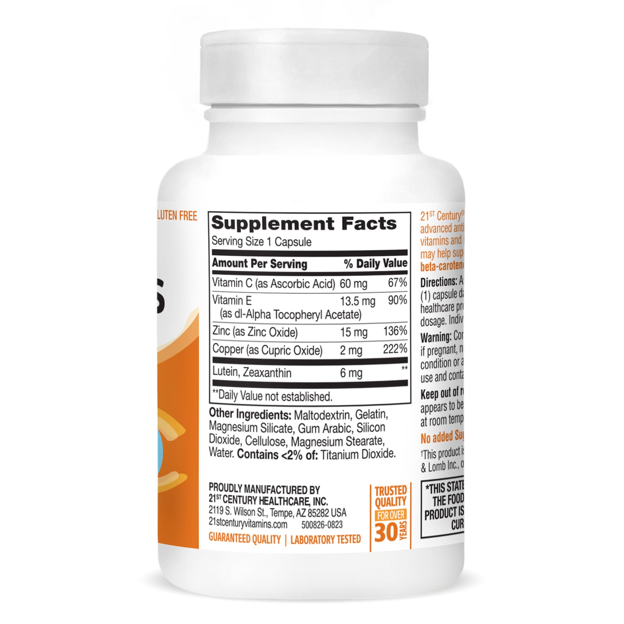 Close-up of 21st Century Lutein Supplement capsules