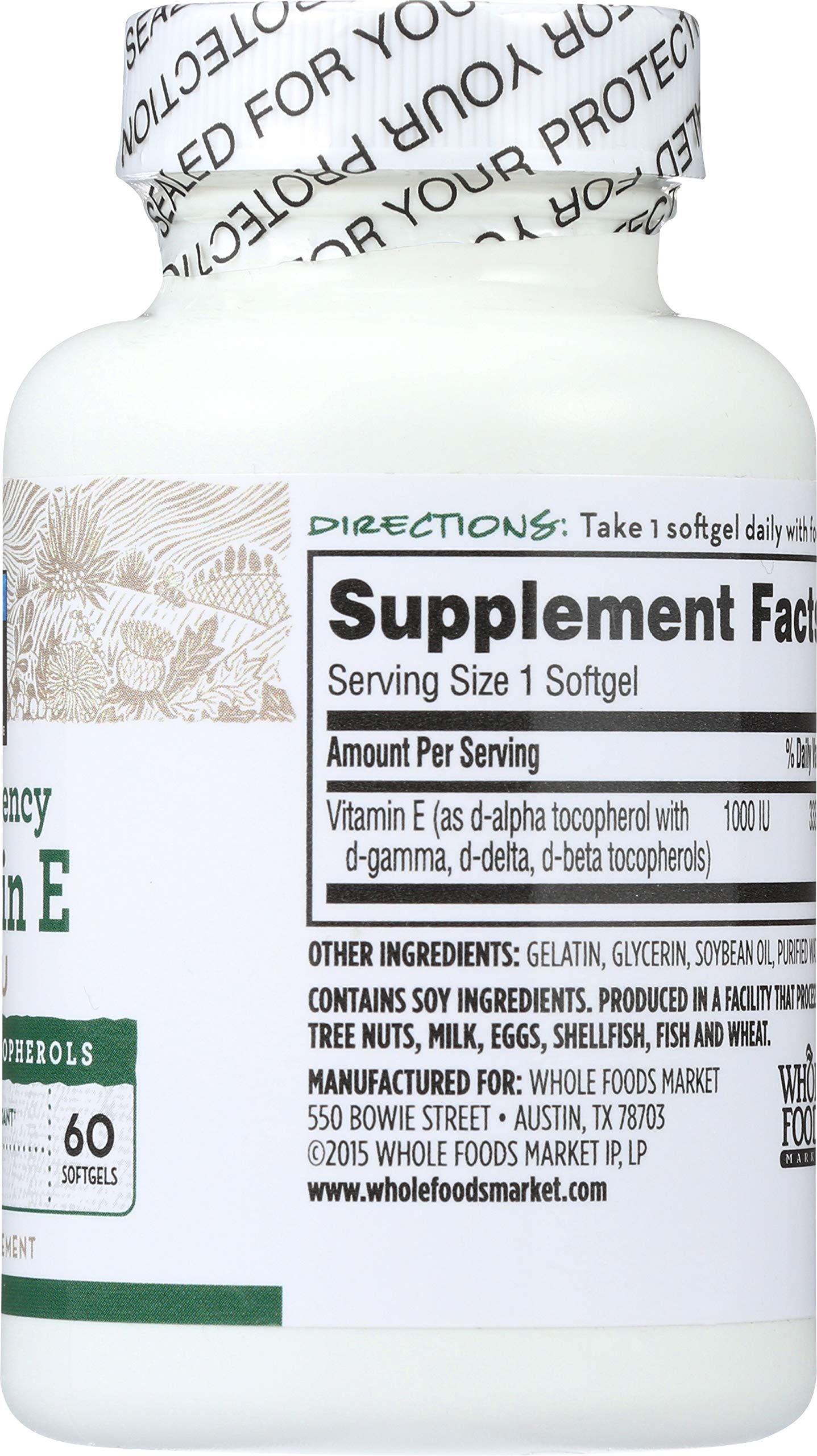 Close-up of 365 by Whole Foods Market High Potency Vitamin E softgel