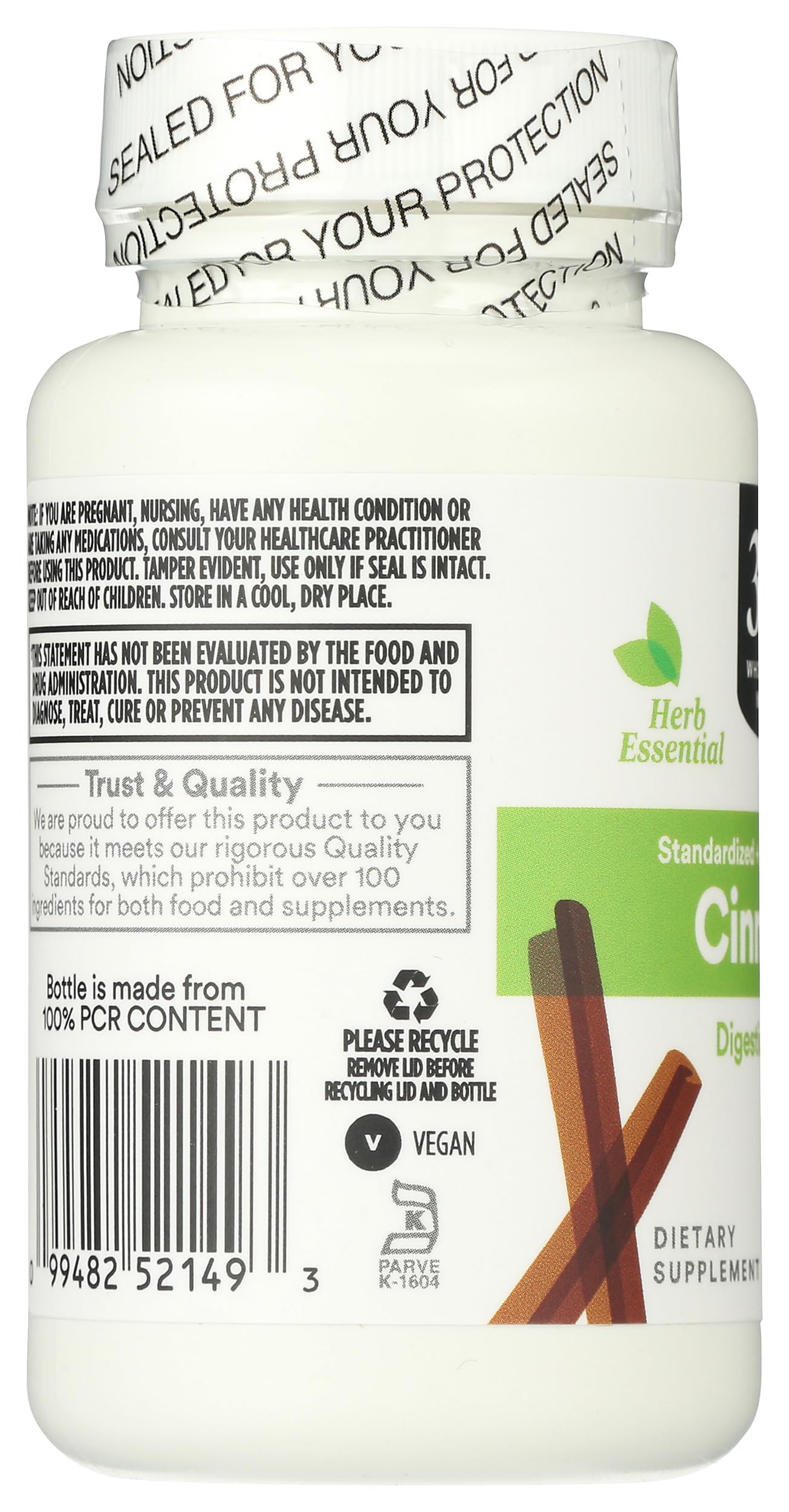 Close-up of 365 by Whole Foods Market vegan cinnamon capsules