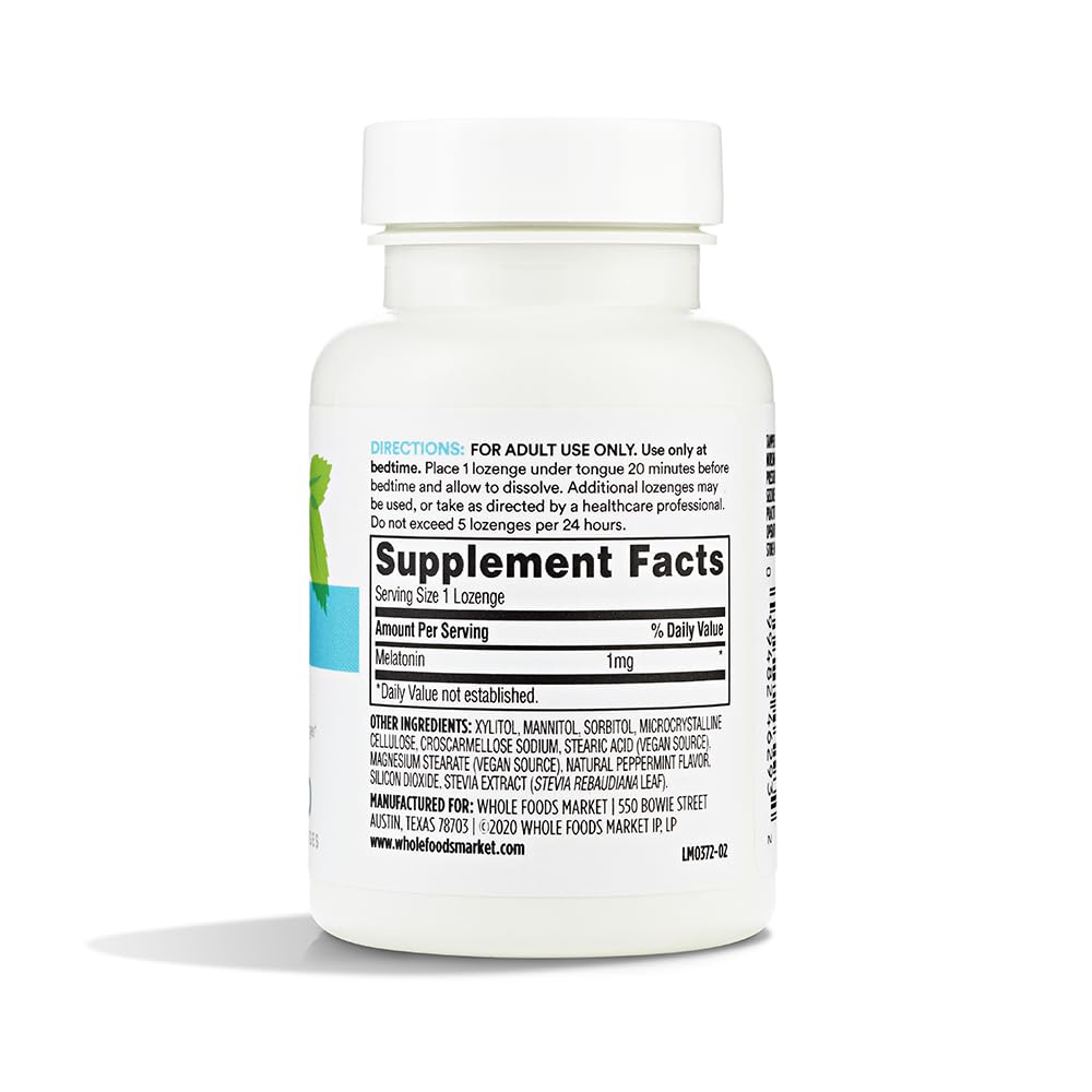 Close-up of 365 Melatonin Lozenges peppermint flavour