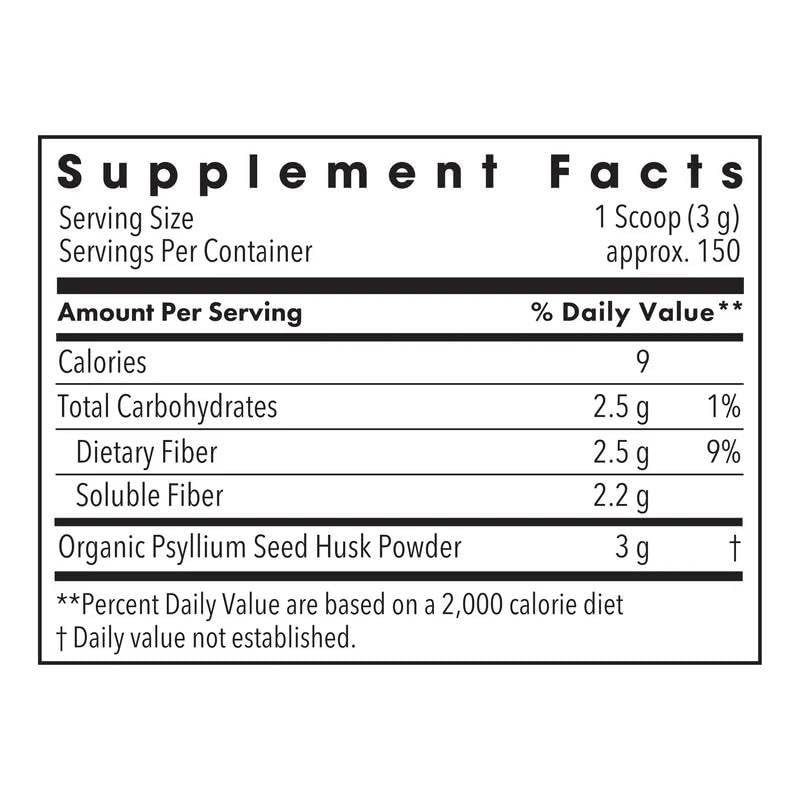 Close-up of a balanced routine Maintenance Organic Psyllium Husk Powder packaging