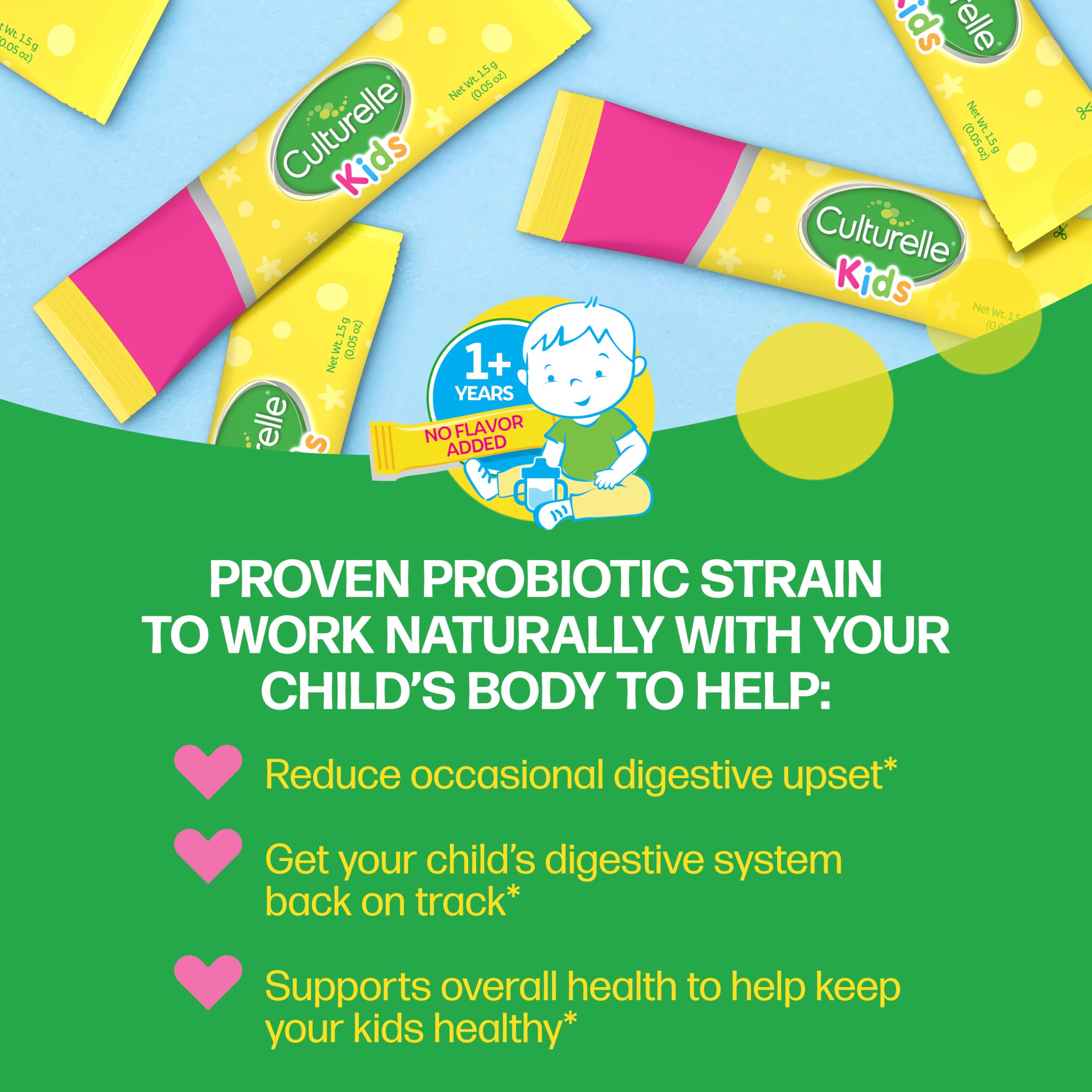 Close-up of a Culturelle Kids Daily Probiotic Packet