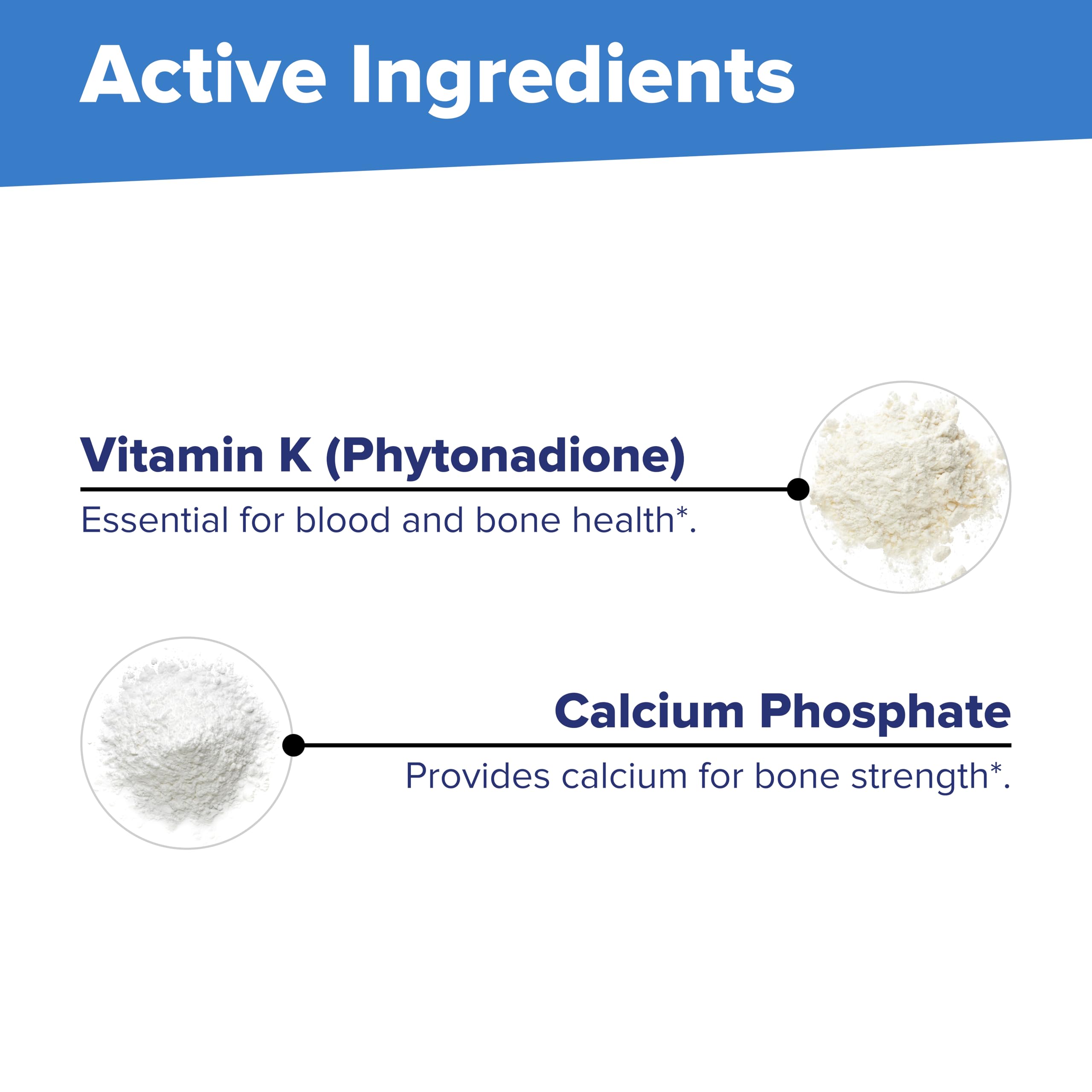 Close-up of a single quality Source Vitamin K1 dissolving tablet