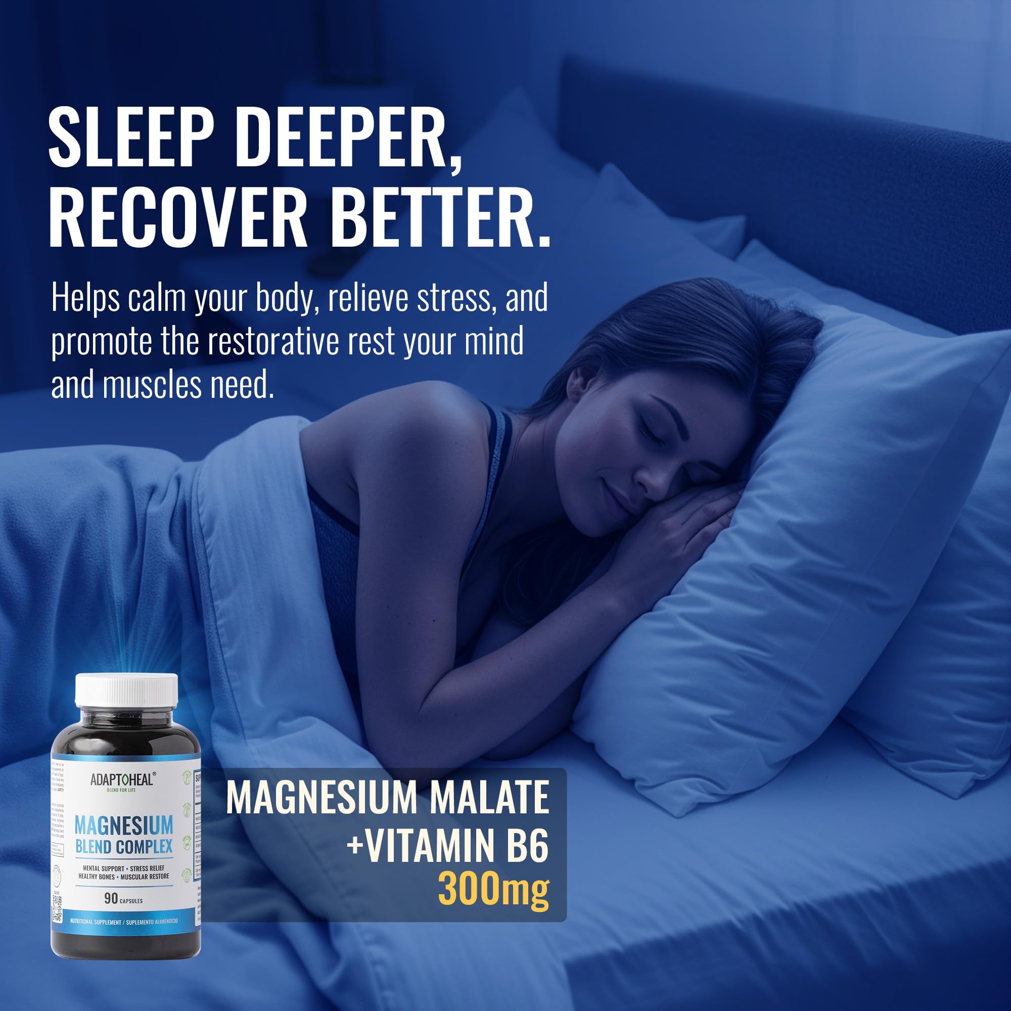 Close-up of ADAPTOHEAL Magnesium Complex capsules