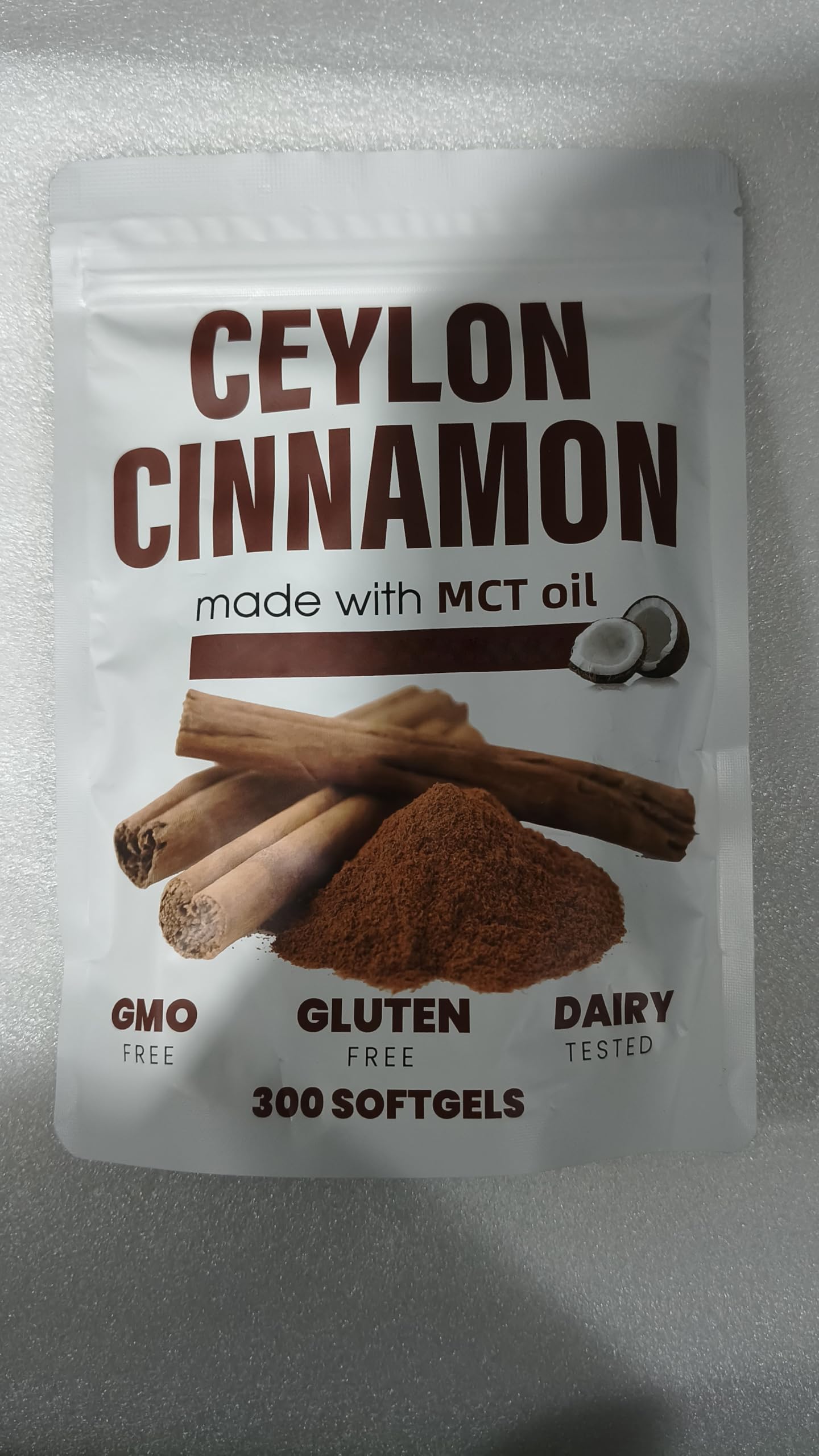 Close-up of Aevezom Ceylon Cinnamon Extract Softgels showing softgel size