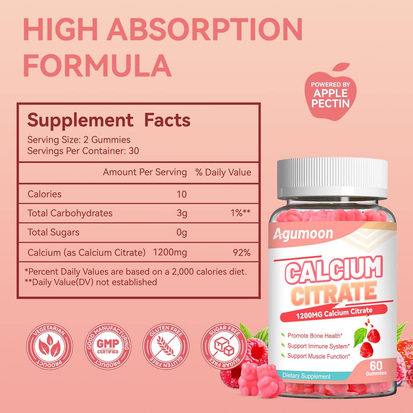 Close-up of Agumoon Calcium Citrate Gummies