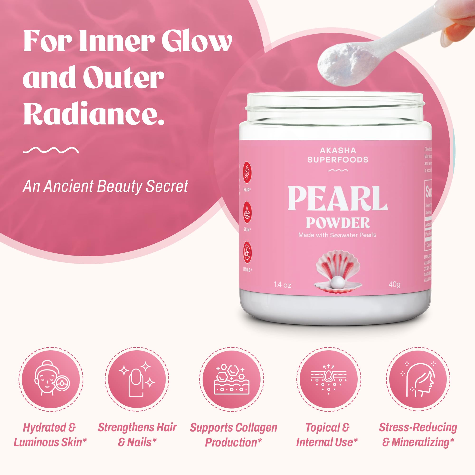 Close-up of Akasha Superfoods Pearl Powder texture