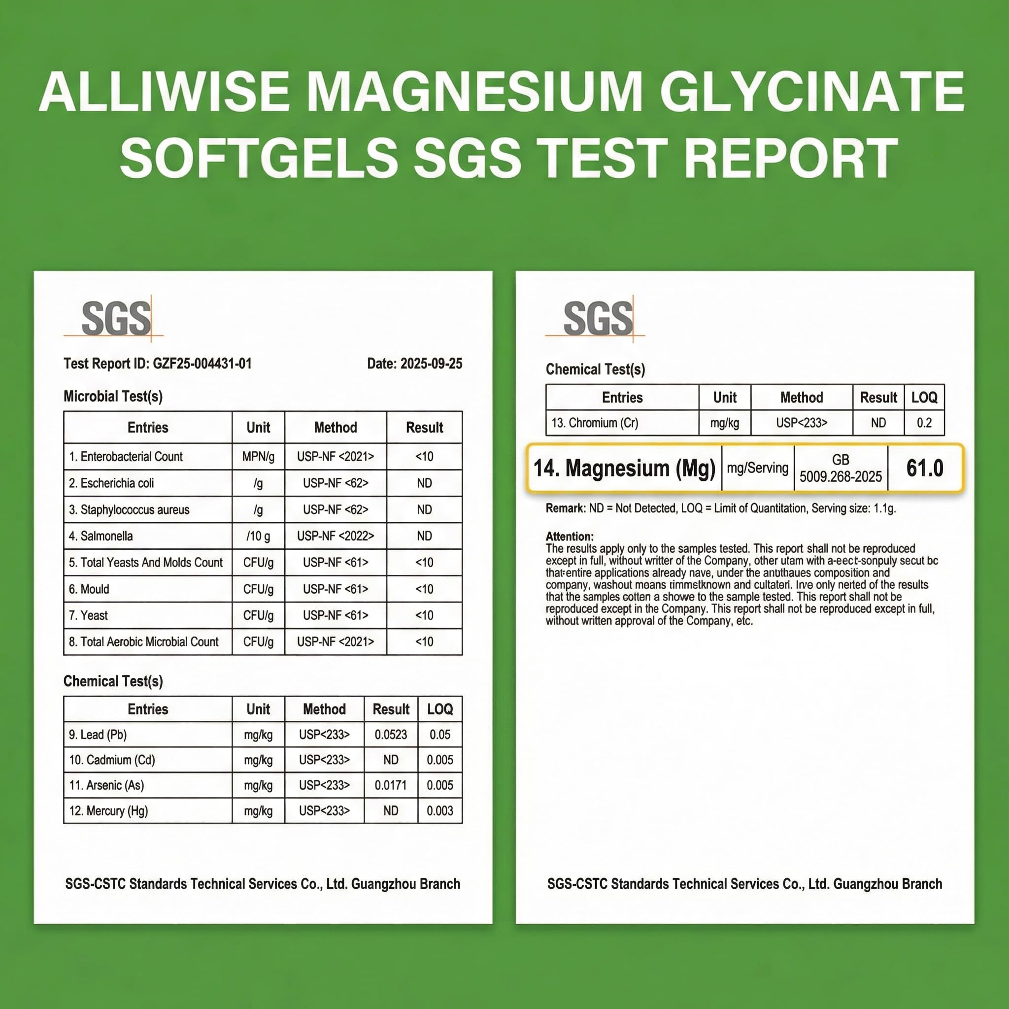 Close-up of Alliwise Magnesium Glycinate Softgels 500mg softgel