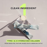 Close-up of AMANDEAN Collagen Hydrolysate Powder travel packets