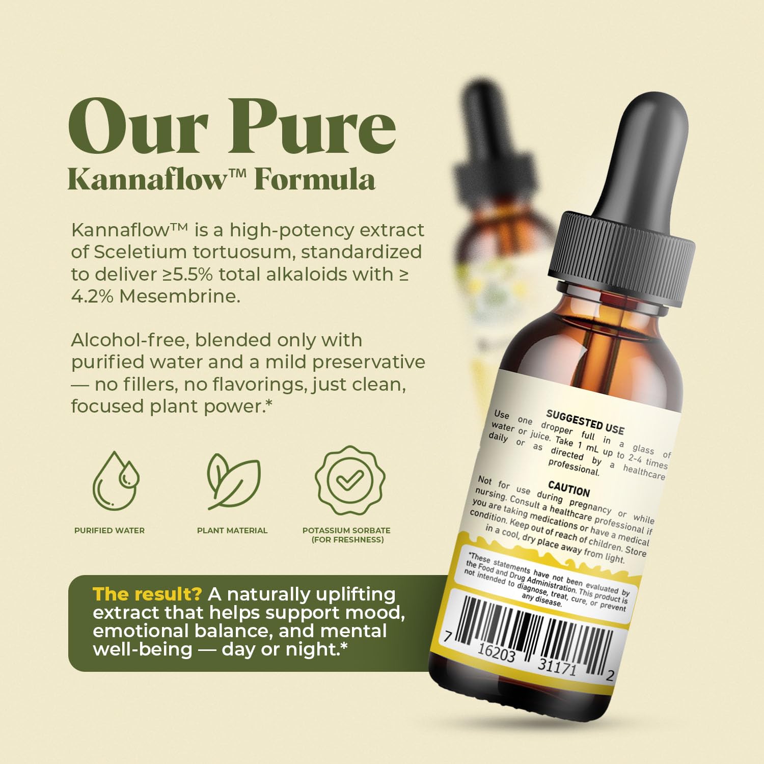 Close-up of Amazing Botanicals Kanna Tincture 30ml label