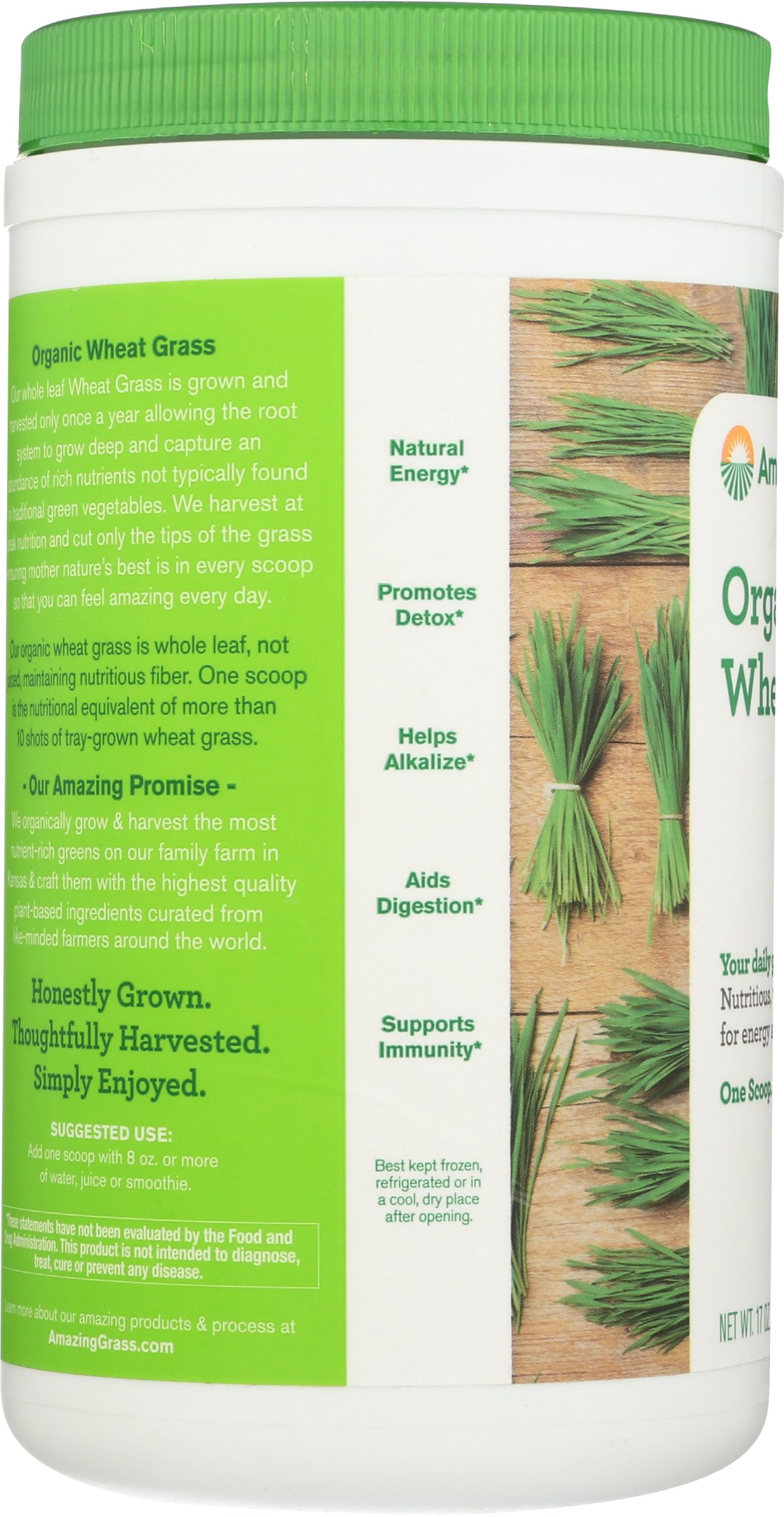 Close-up of Amazing Grass Organic Wheat Grass powder