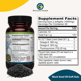 Close-up of Amazing Herbs Black Seed Oil Capsules showing capsule size