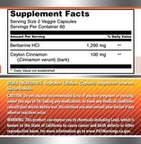 Close-up of Amazing Nutrition Berberine 1200mg with Ceylon Cinnamon ingredients list