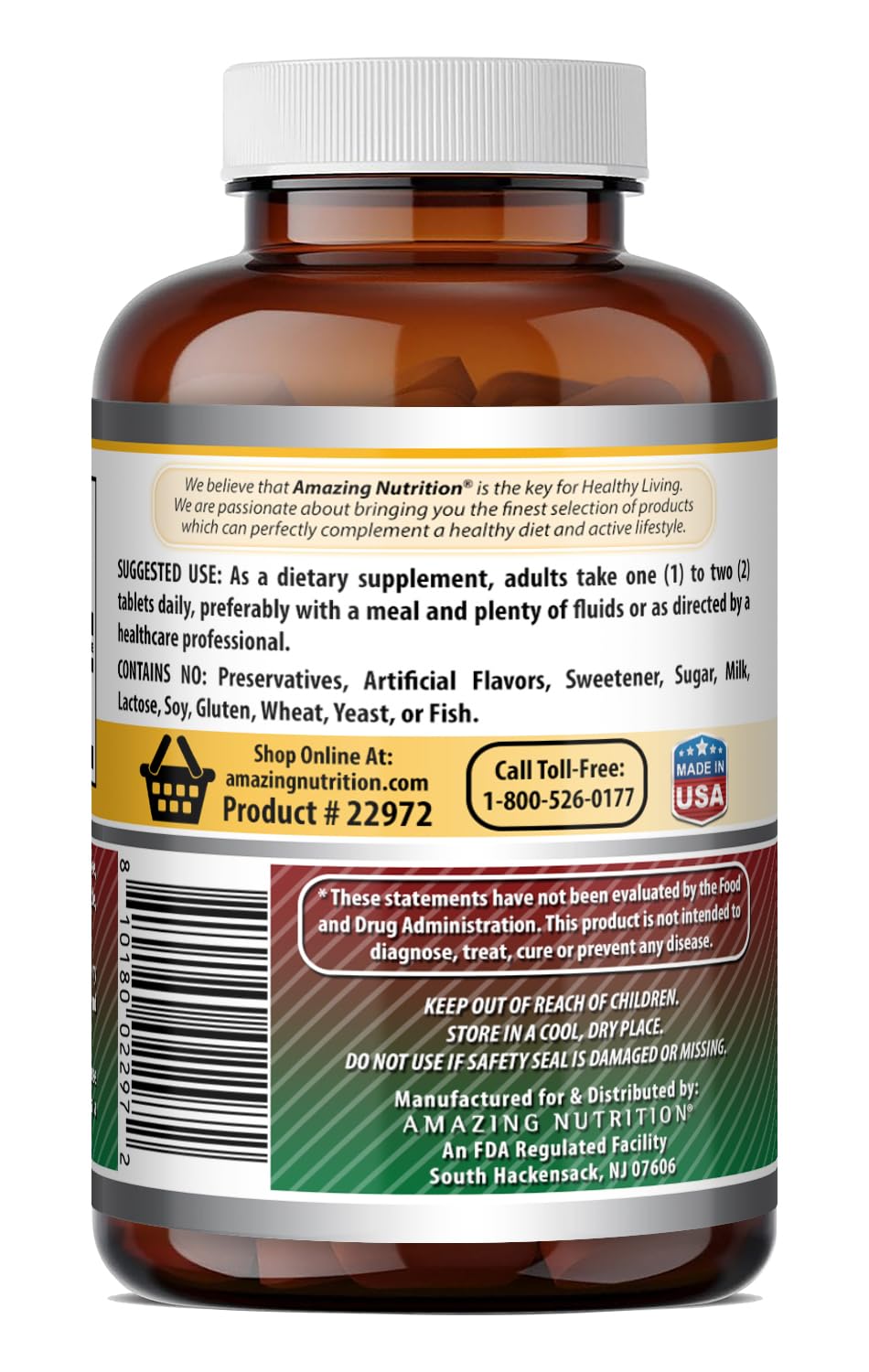 Close-up of Amazing Nutrition Iron Supplement tablets
