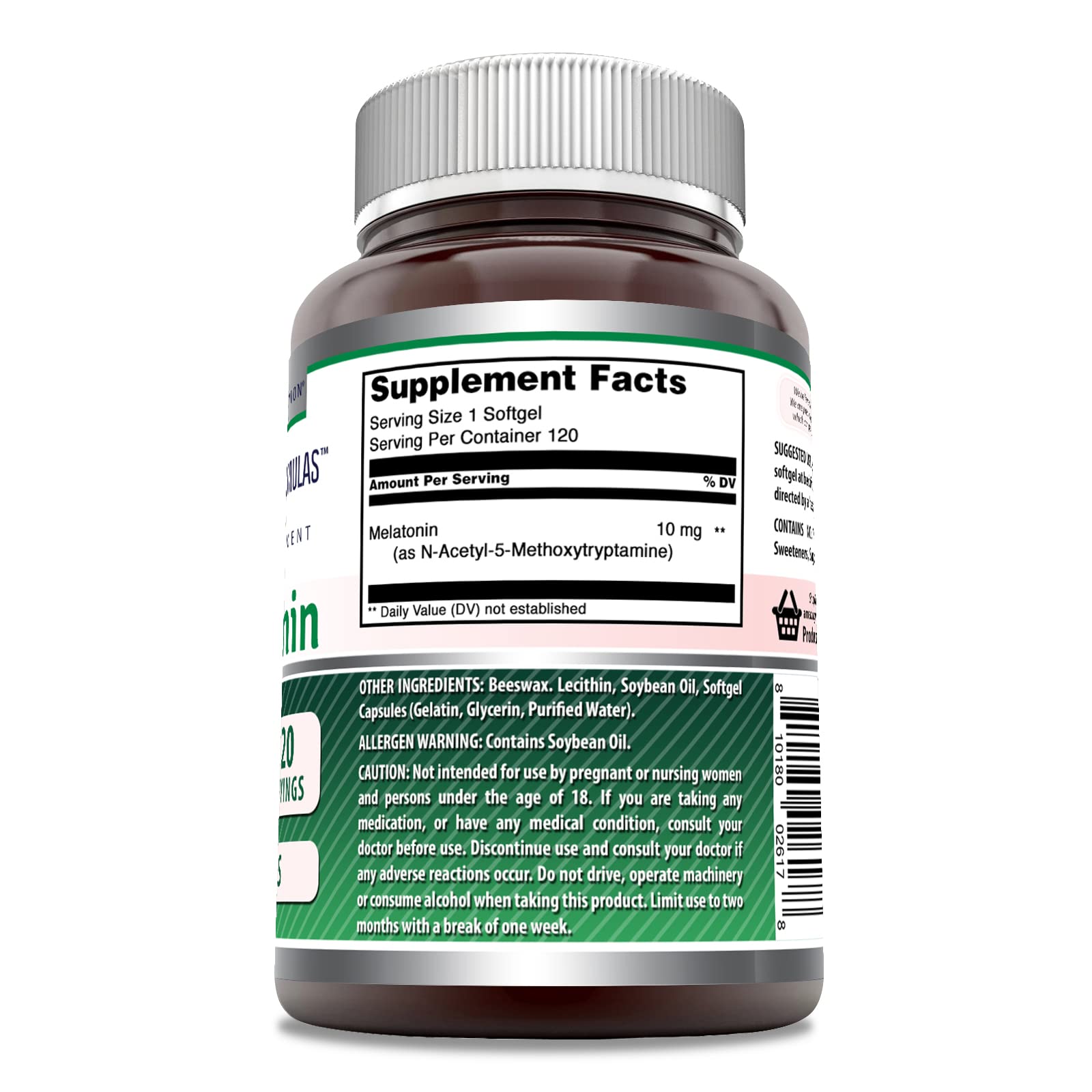 Close-up of Amazing Nutrition Melatonin 10mg Softgel Supplement