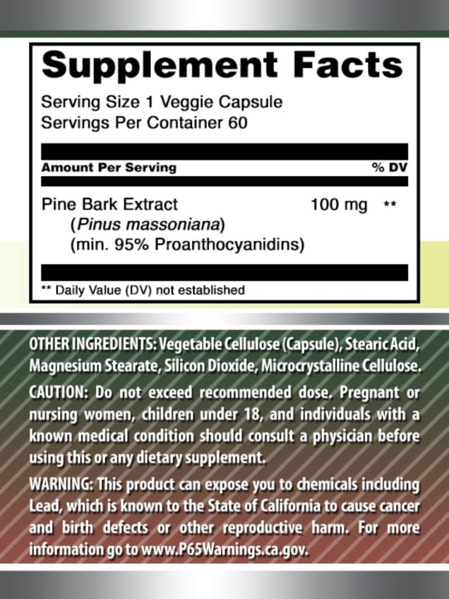 Close-up of Amazing Nutrition Pine Bark Extract capsule