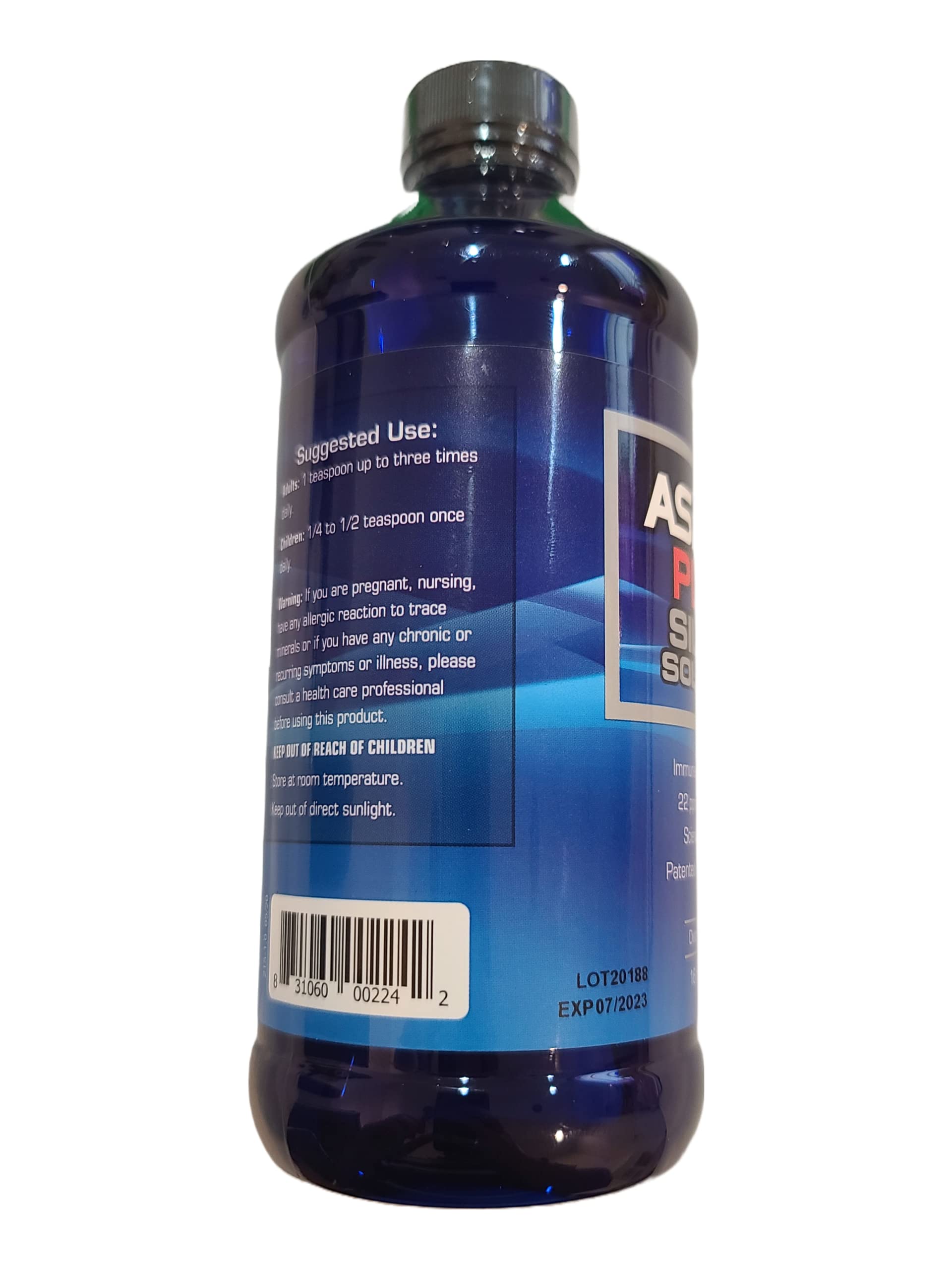 Close-up of American Biotech Labs ASAP 22 Plus Silver Solution label