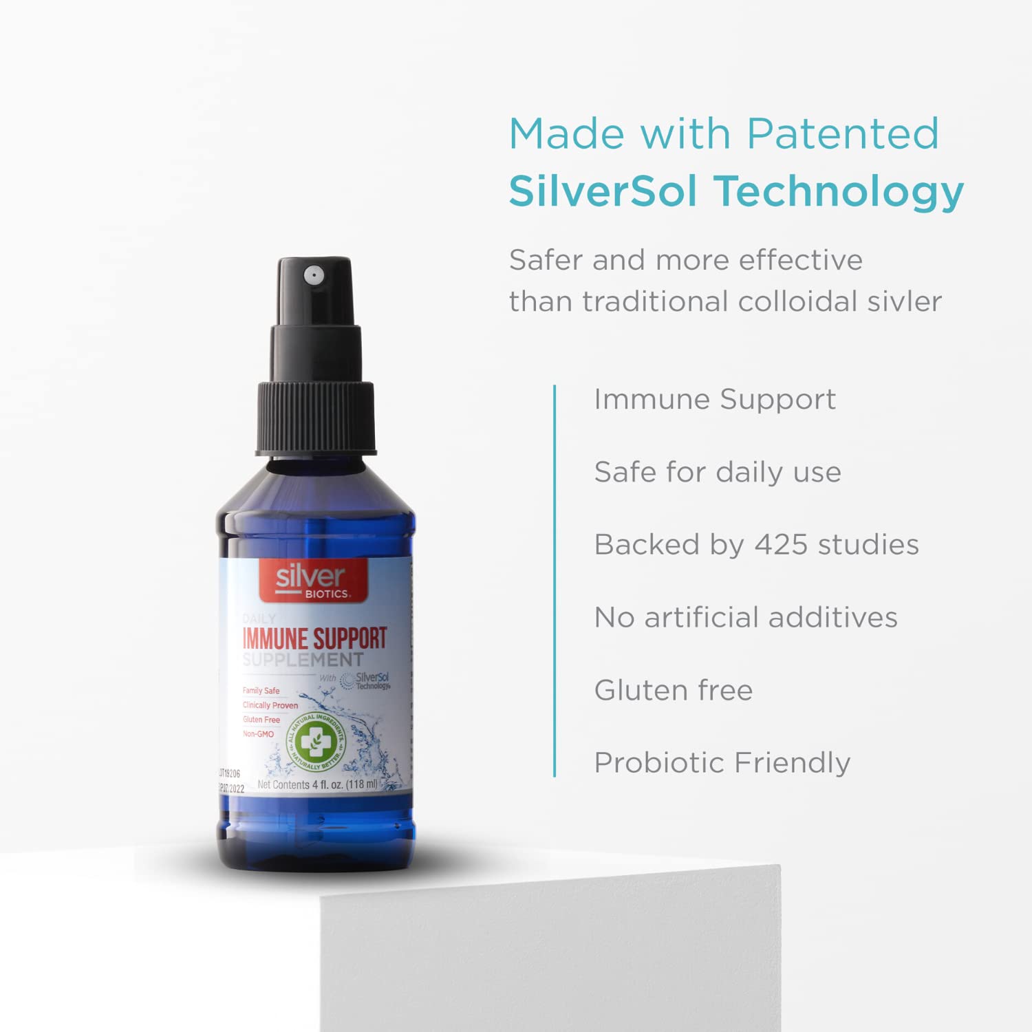 Close-up of American Biotech Labs Silver Biotics label