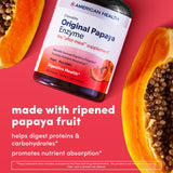 Close-up of American Health Papaya Enzyme chewable tablet
