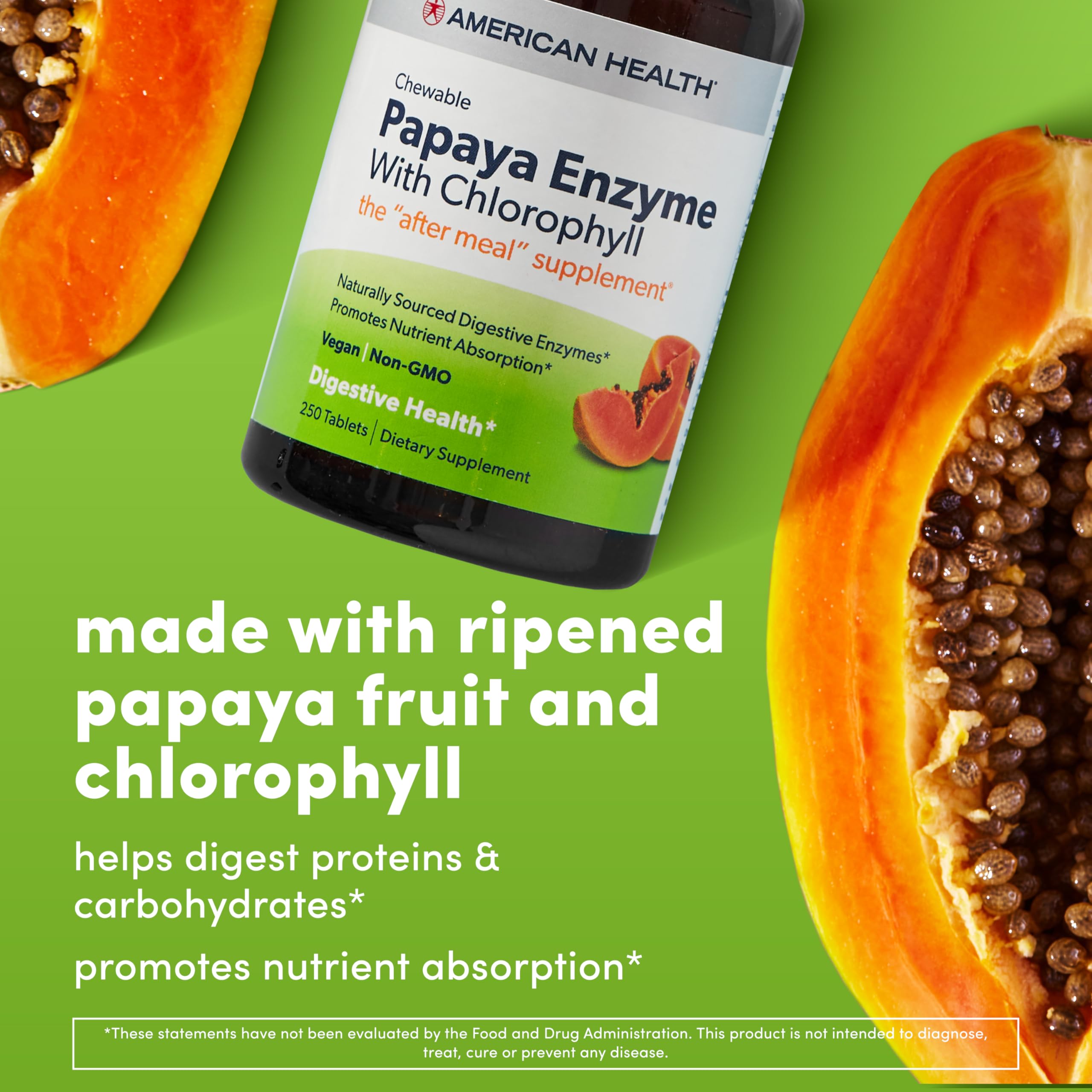 Close-up of American Health Papaya Enzyme Chewable Tablets