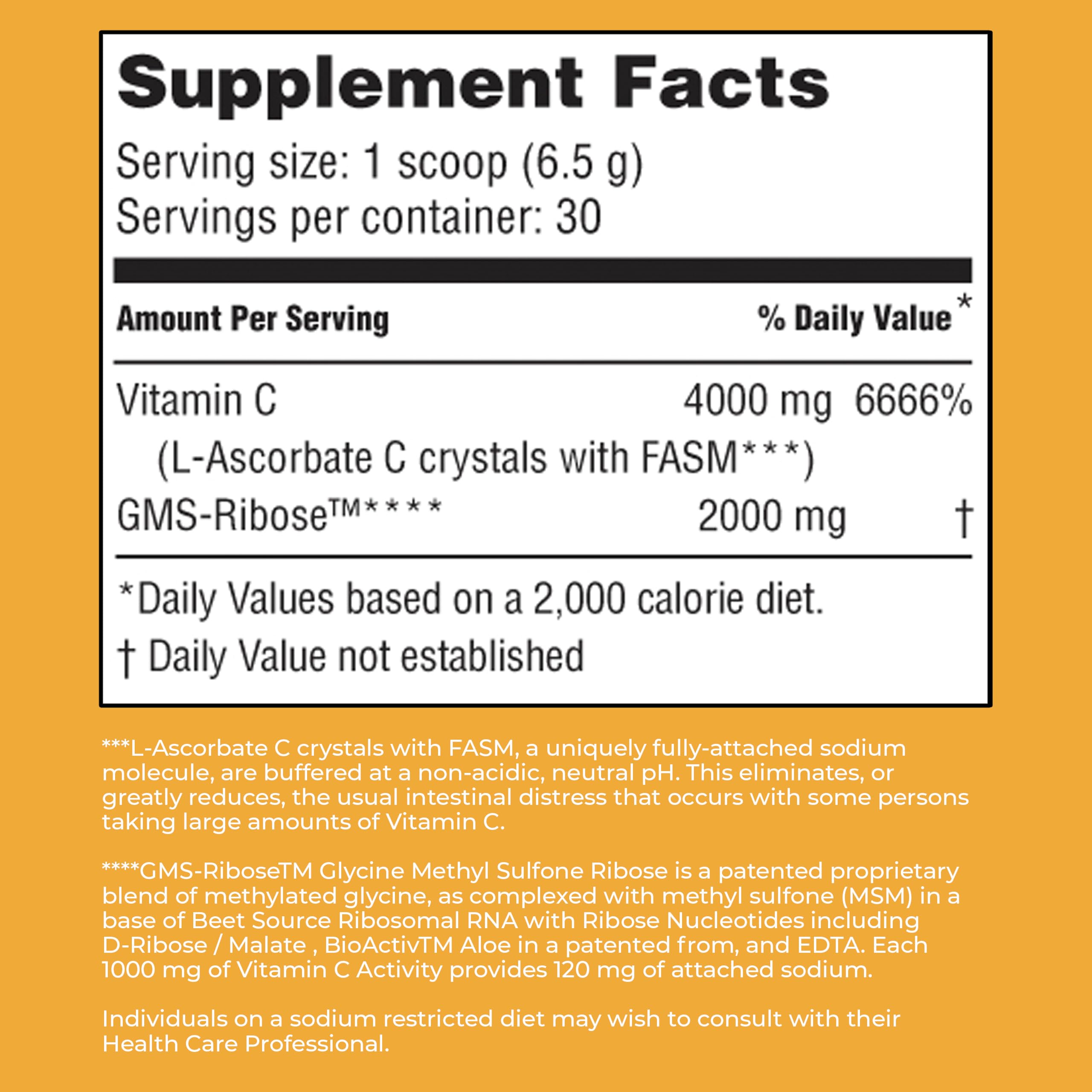 Close-up of American Nutriceuticals Vitamin C Powder texture